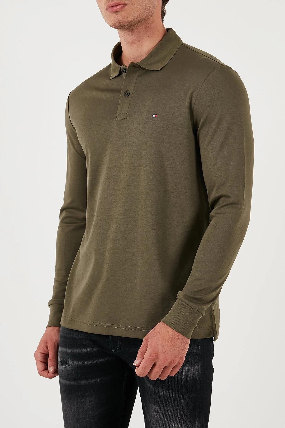 Tommy Hilfiger % 100 Pamuk Regular Fit Erkek Polo Yaka Sweat MW0MW37317 RBN KOYU HAKİ - 5