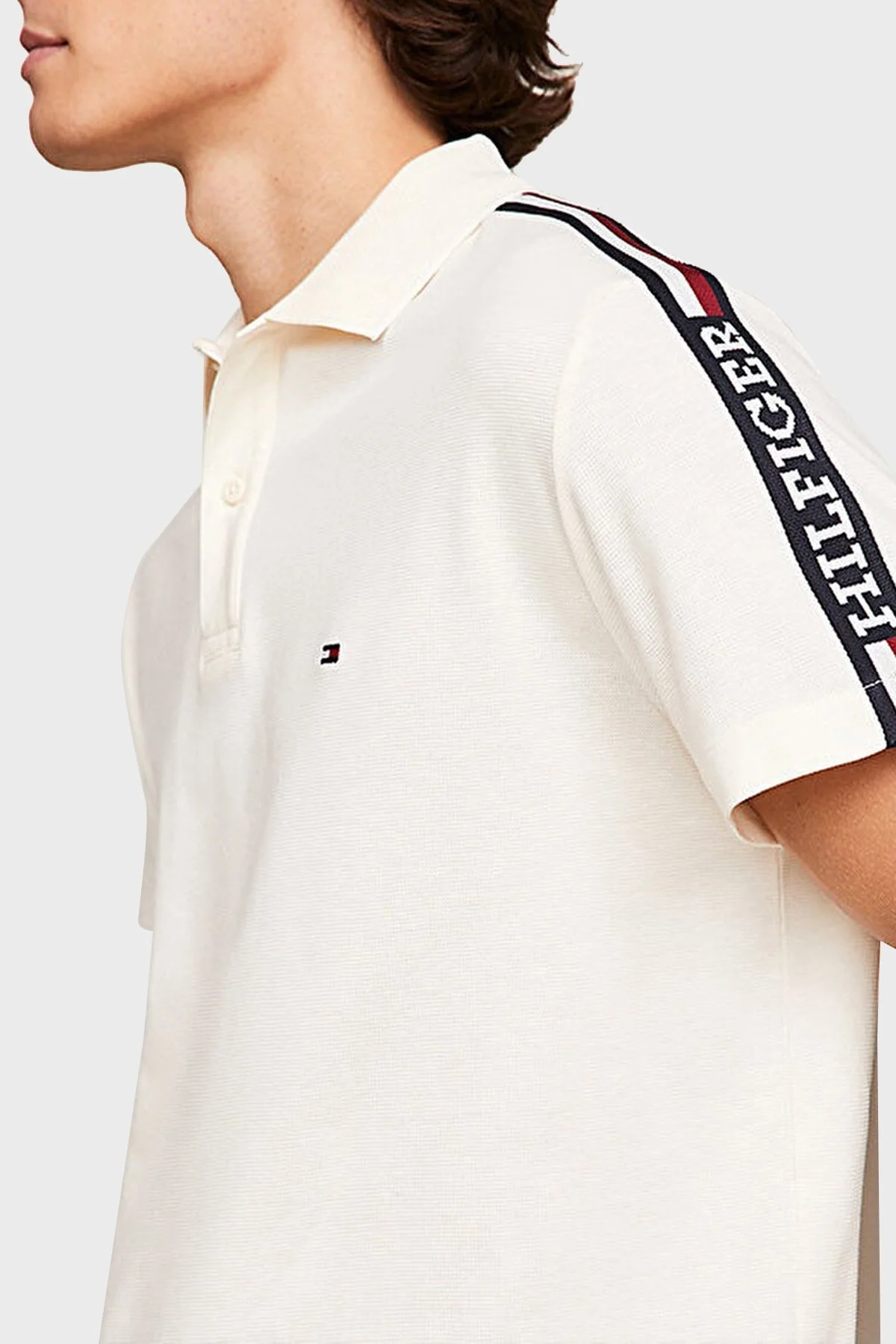 Tommy Hilfiger % 100 Pamuk Regular Fit Erkek Polo Yaka T Shirt MW0MW33591 AEF BEJ - 3