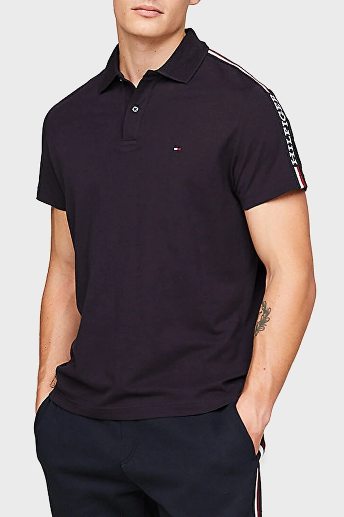 Tommy Hilfiger % 100 Pamuk Regular Fit Erkek Polo Yaka T Shirt MW0MW33591 DW5 LACİVERT - 1