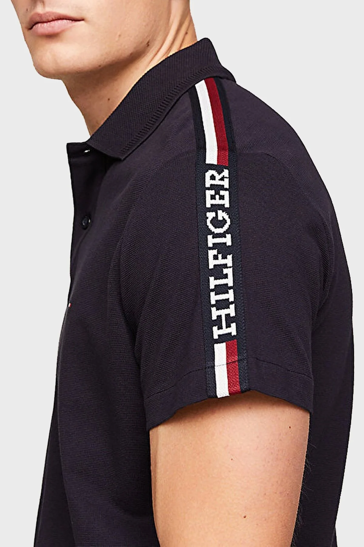 Tommy Hilfiger % 100 Pamuk Regular Fit Erkek Polo Yaka T Shirt MW0MW33591 DW5 LACİVERT - 3