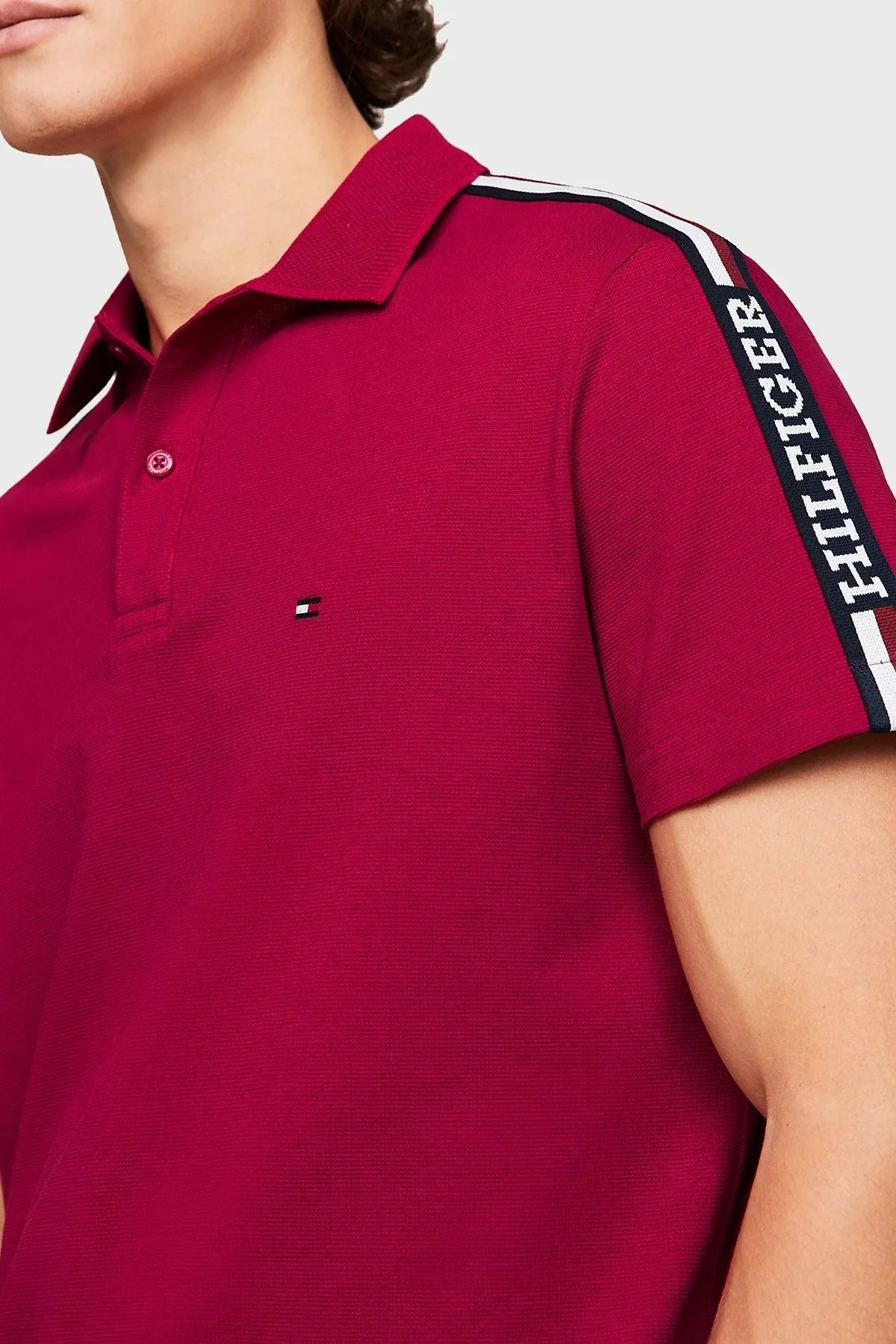 Tommy Hilfiger % 100 Pamuk Regular Fit Erkek Polo Yaka T Shirt MW0MW33591 XJV KIRMIZI - 3