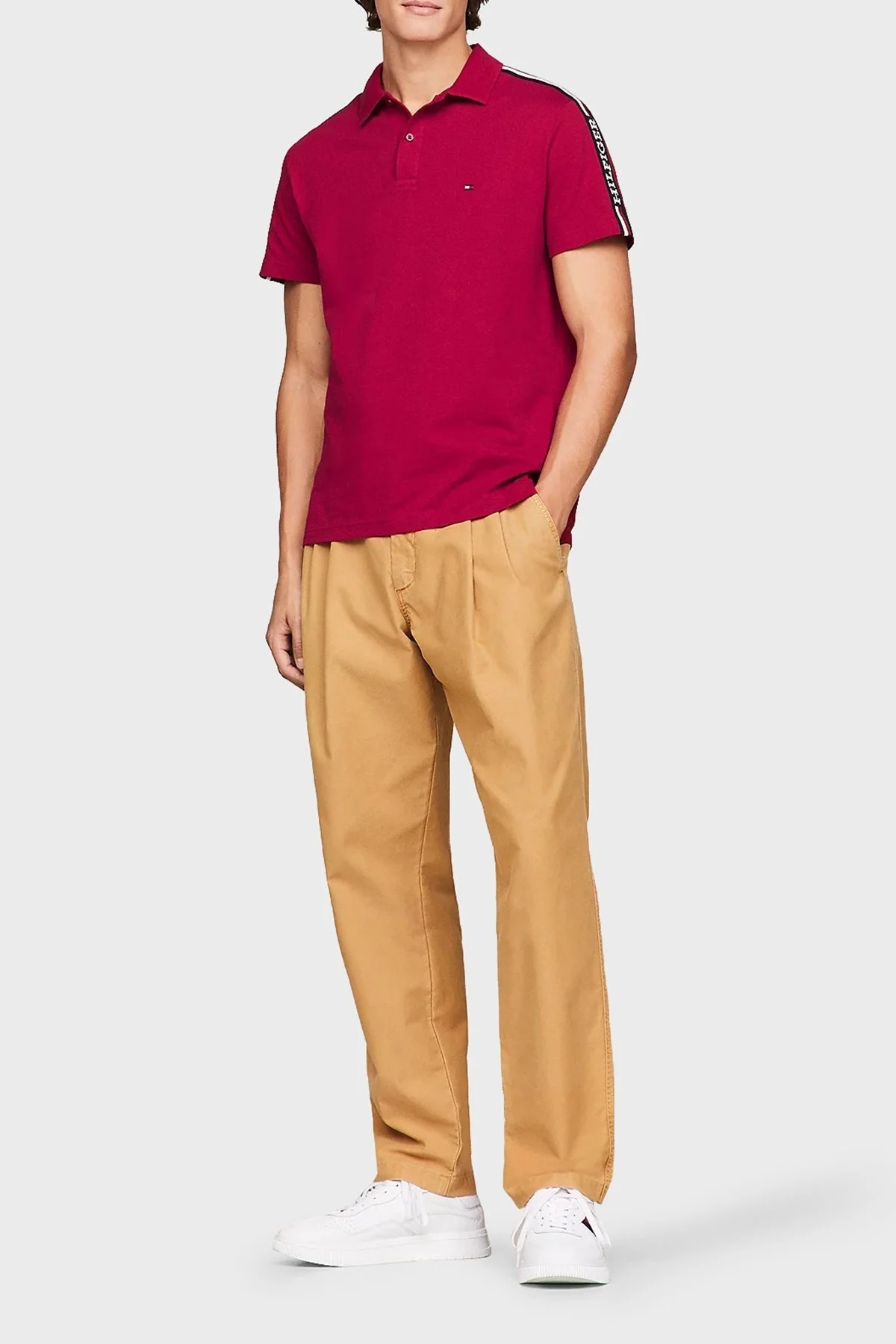 Tommy Hilfiger % 100 Pamuk Regular Fit Erkek Polo Yaka T Shirt MW0MW33591 XJV KIRMIZI - 5