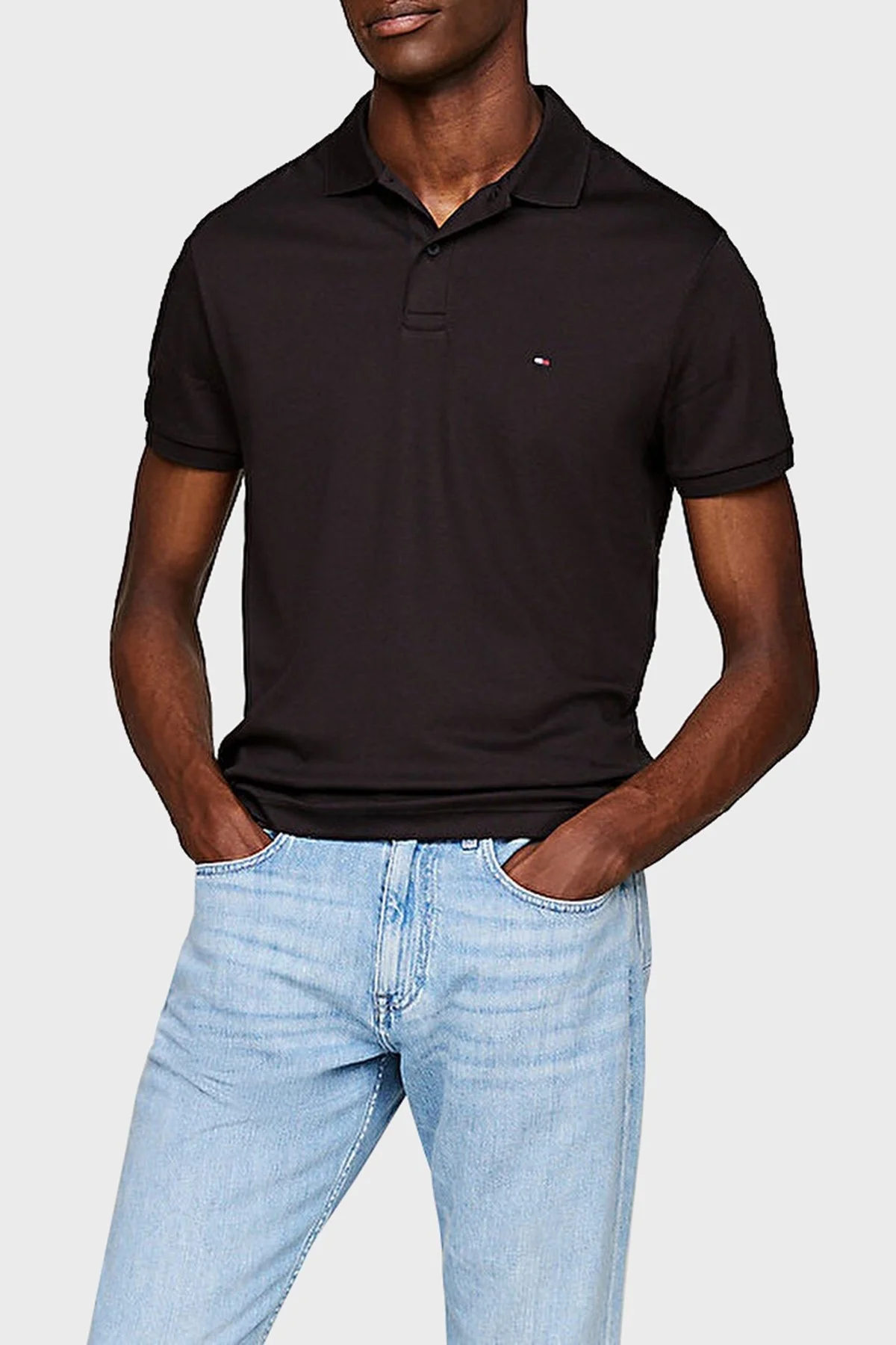 Tommy Hilfiger % 100 Pamuk Regular Fit Erkek Polo Yaka T Shirt MW0MW35585 BDS SİYAH - 6