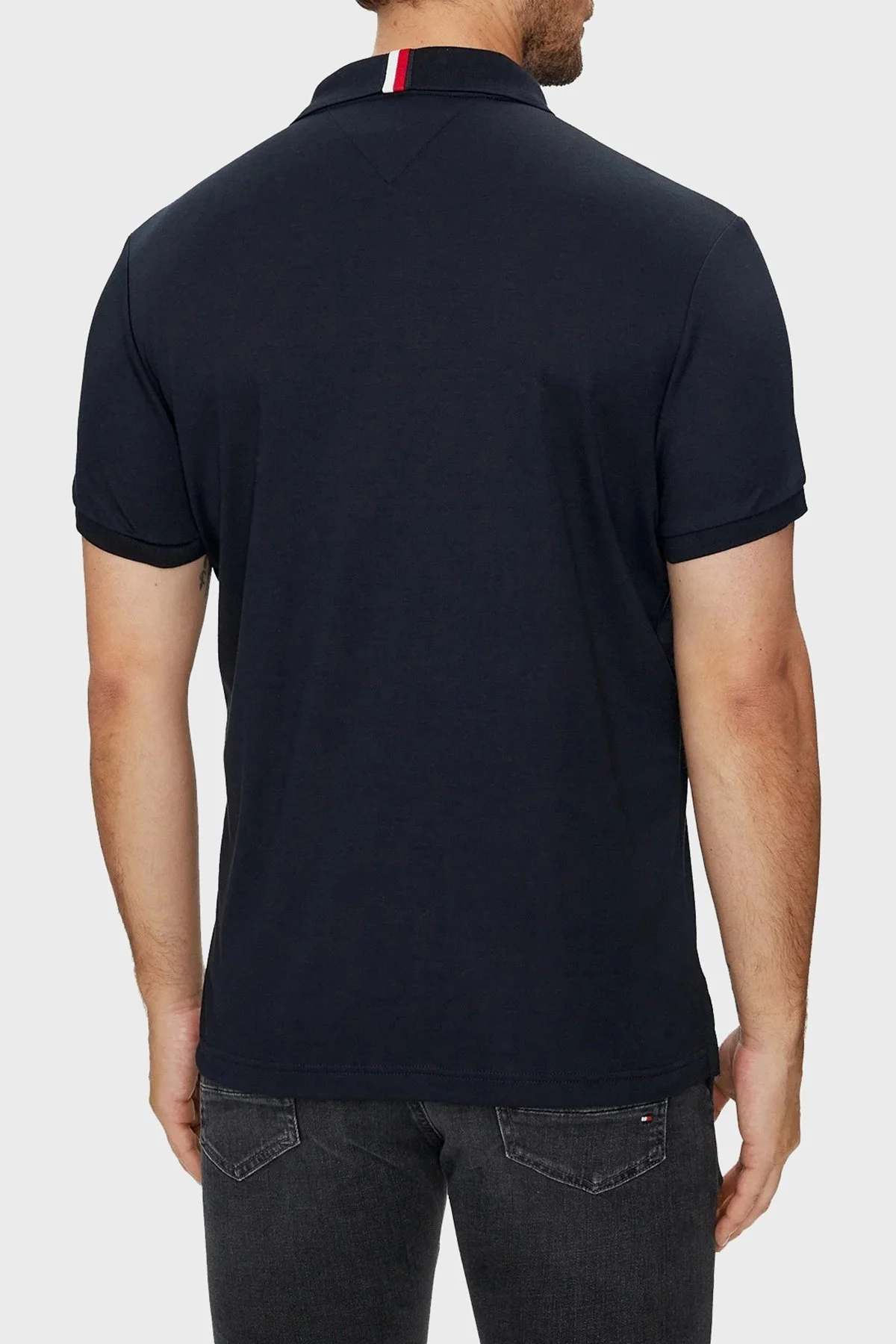 Tommy Hilfiger % 100 Pamuk Regular Fit Erkek Polo Yaka T Shirt MW0MW35585 DW5 LACİVERT - 8