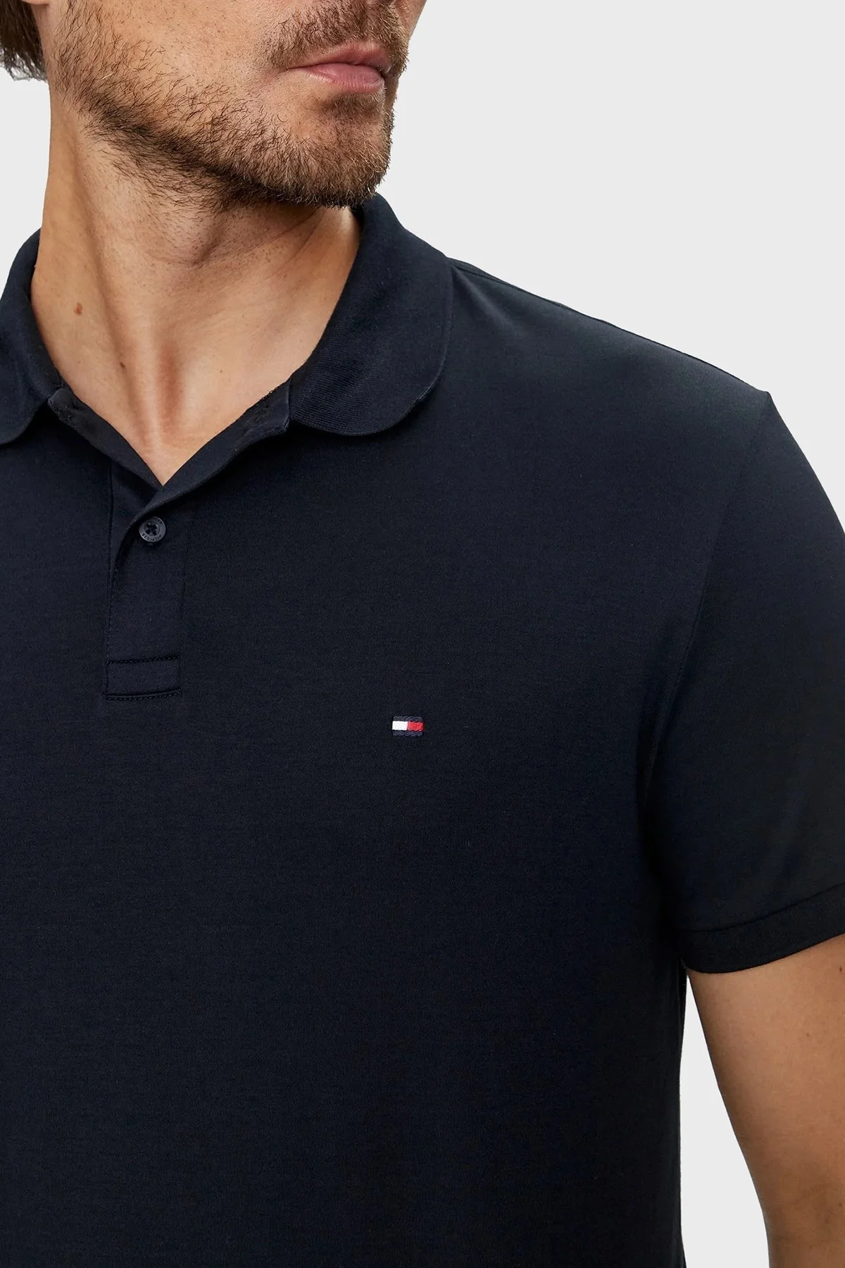 Tommy Hilfiger % 100 Pamuk Regular Fit Erkek Polo Yaka T Shirt MW0MW35585 DW5 LACİVERT - 9