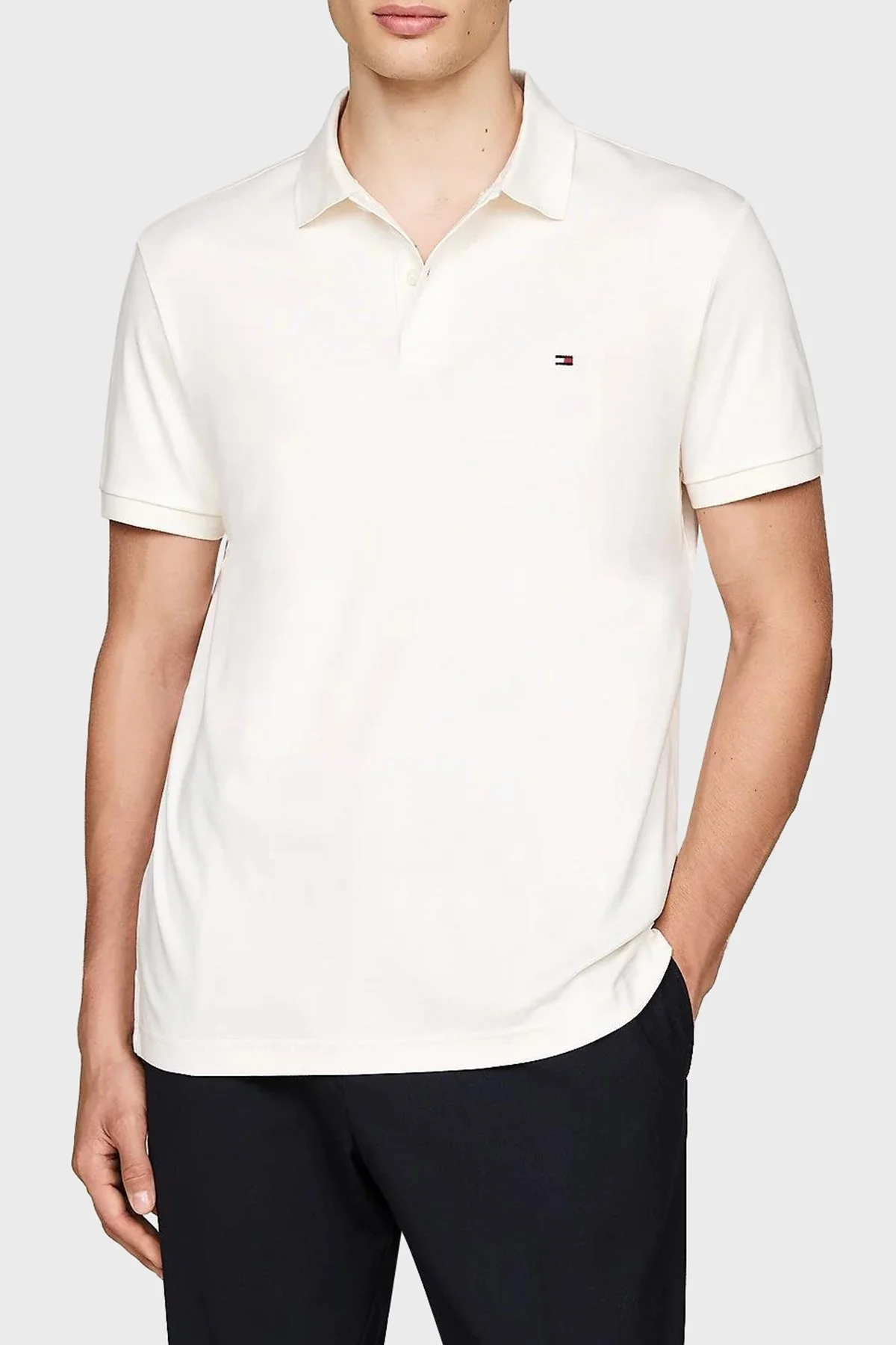 Tommy Hilfiger % 100 Pamuk Regular Fit Erkek Polo Yaka T Shirt MW0MW35585 YBR BEYAZ - 6