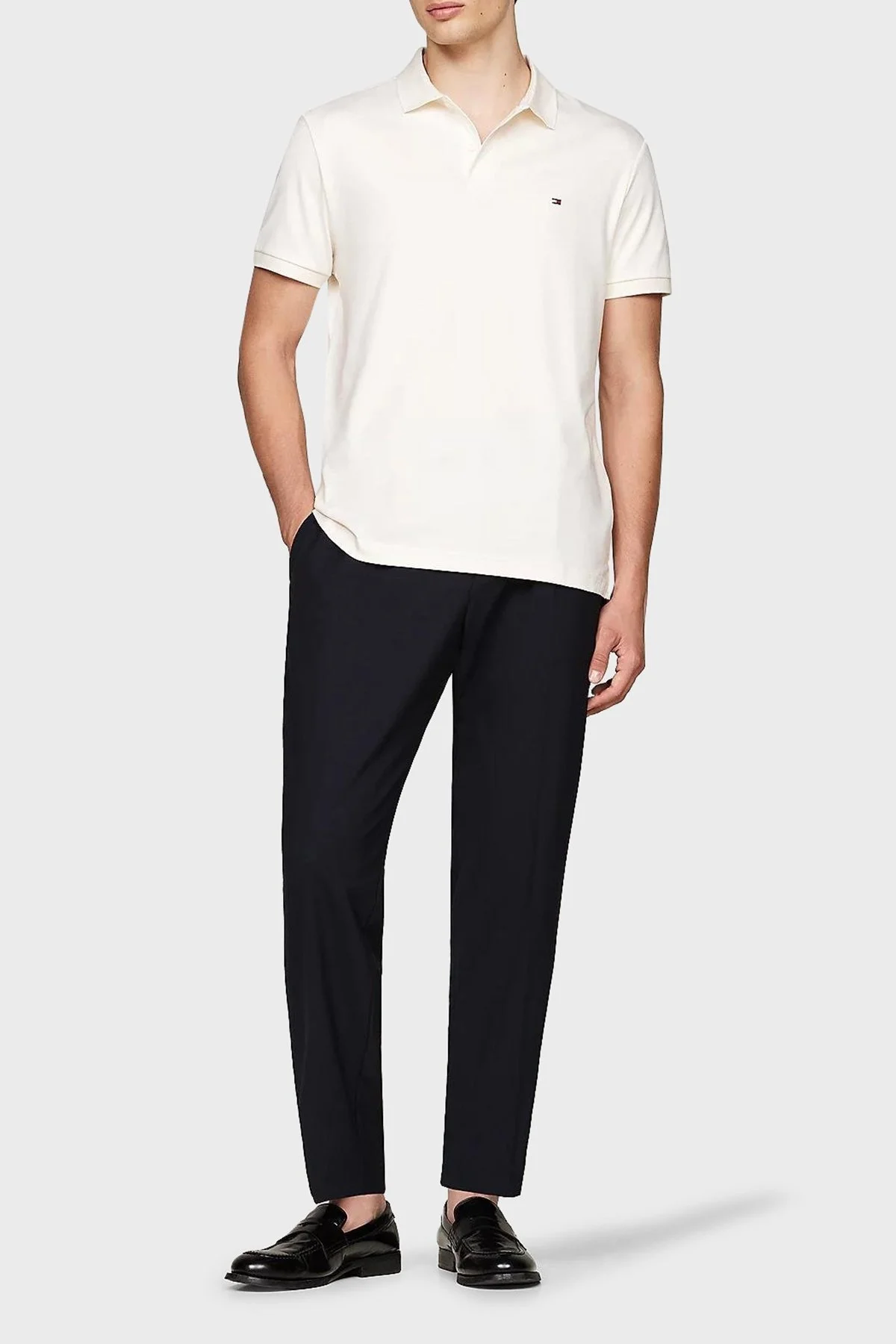 Tommy Hilfiger % 100 Pamuk Regular Fit Erkek Polo Yaka T Shirt MW0MW35585 YBR BEYAZ - 7