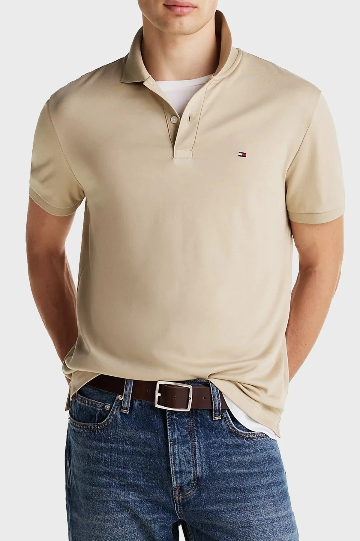 Tommy Hilfiger % 100 Pamuk Regular Fit Erkek Polo Yaka T Shirt MW0MW39994 RBT KUM - 5