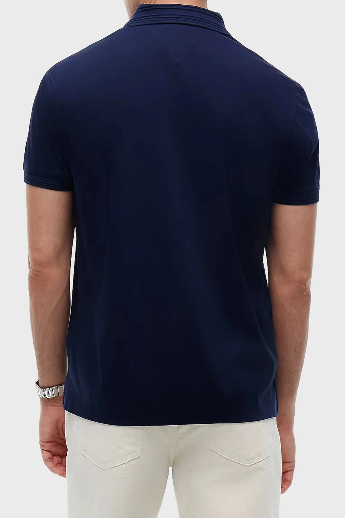 Tommy Hilfiger % 100 Pamuk Regular Fit Erkek Polo Yaka T Shirt MW0MW42745 DCC LACİVERT - 3