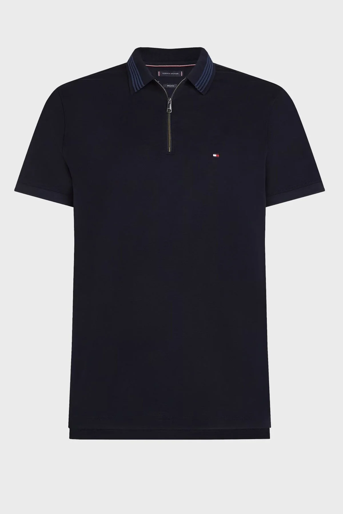 Tommy Hilfiger % 100 Pamuk Regular Fit Fermuarlı Erkek Polo Yaka T Shirt MW0MW38473 DW5 LACİVERT - 12