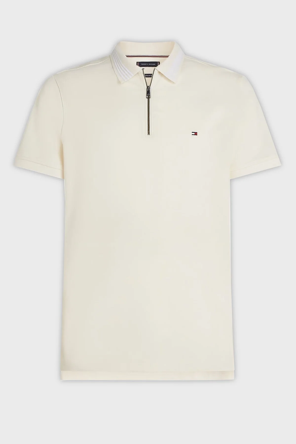 Tommy Hilfiger % 100 Pamuk Regular Fit Fermuarlı Erkek Polo Yaka T Shirt MW0MW38473 Z00 AÇIK BEJ - 3