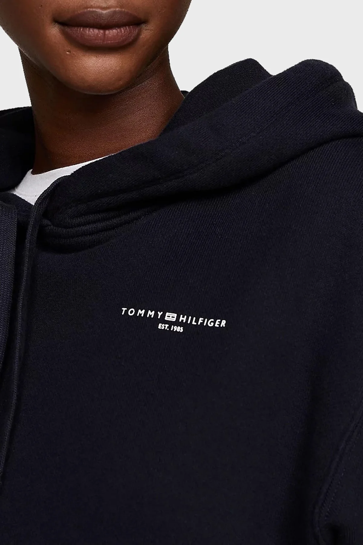 Tommy Hilfiger % 100 Pamuk Regular Fit Kapüşonlu Bayan Sweat WW0WW42896 DW5 LACİVERT - 4