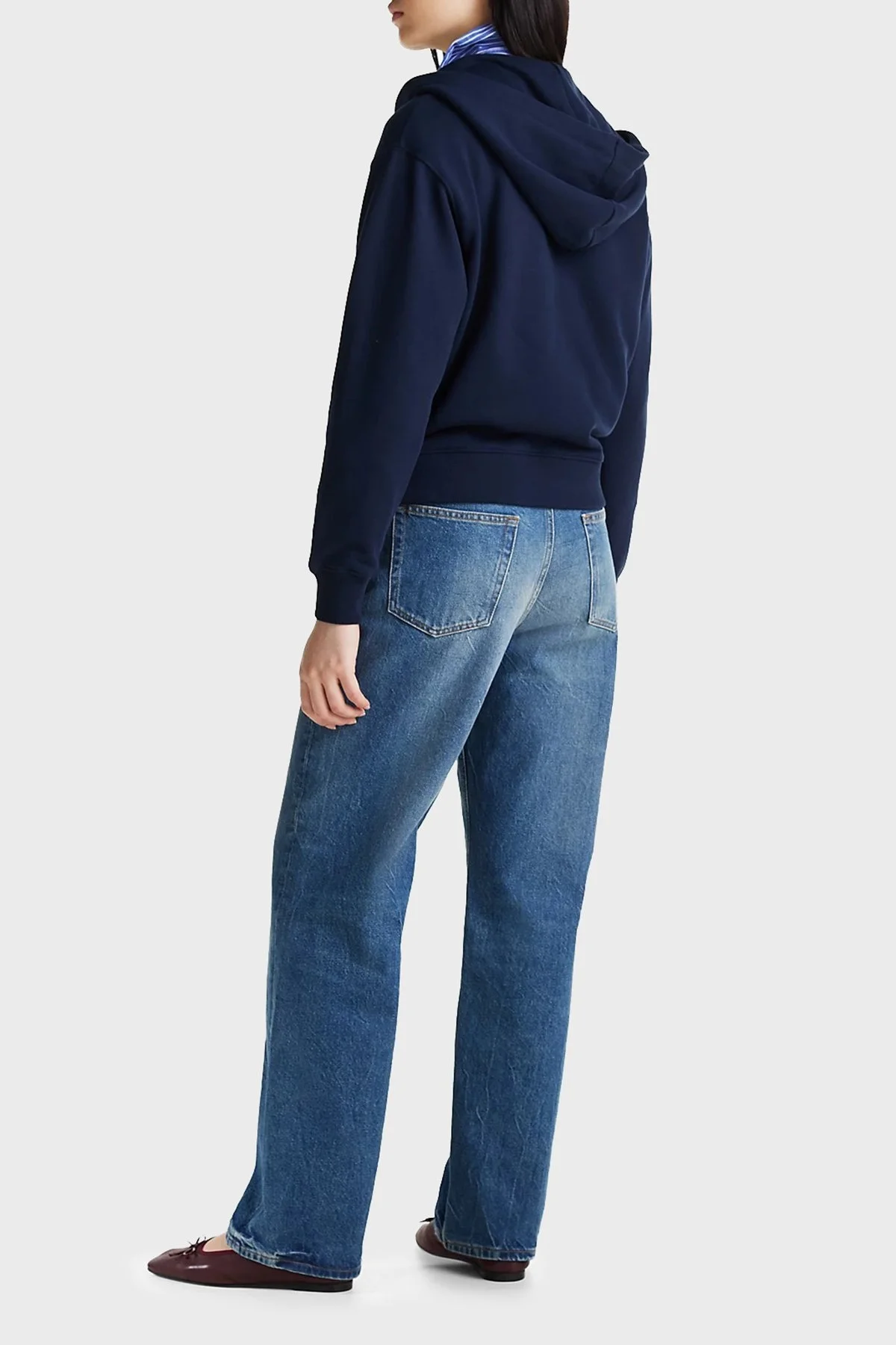 Tommy Hilfiger % 100 Pamuk Regular Fit Kapüşonlu Bayan Sweat WW0WW43850 C1G LACİVERT - 7