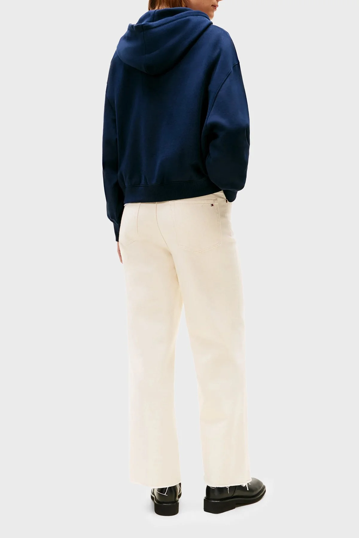 Tommy Hilfiger % 100 Pamuk Regular Fit Kapüşonlu Bayan Sweat WW0WW48270 C1G LACİVERT - 3