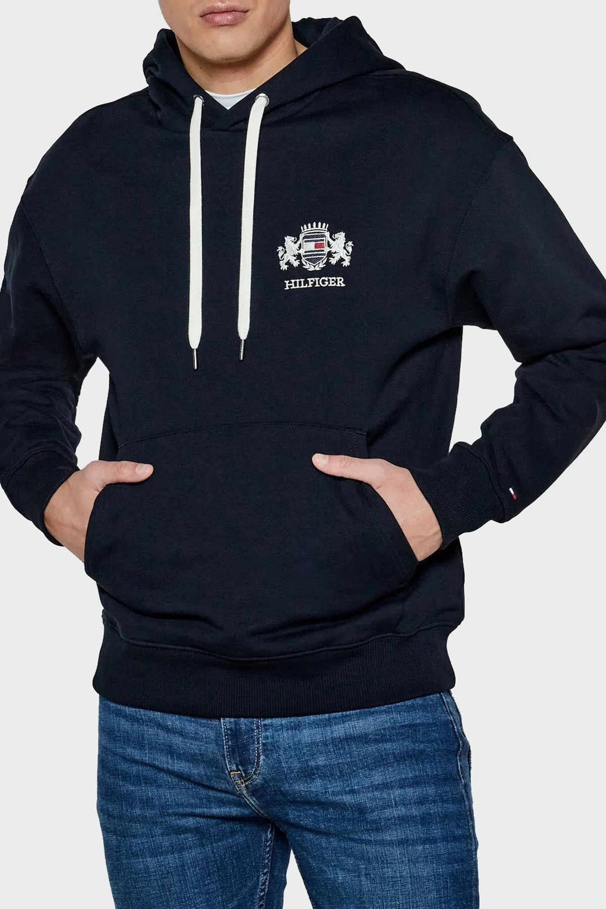 Tommy Hilfiger % 100 Pamuk Regular Fit Kapüşonlu Erkek Sweat MW0MW37462 DW5 LACİVERT - 6