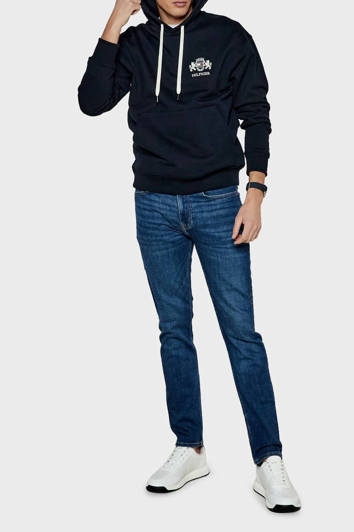 Tommy Hilfiger % 100 Pamuk Regular Fit Kapüşonlu Erkek Sweat MW0MW37462 DW5 LACİVERT - 7