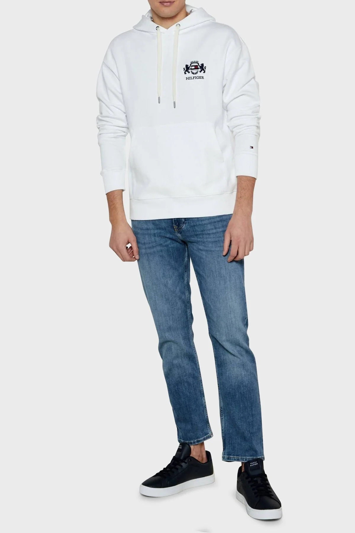 Tommy Hilfiger % 100 Pamuk Regular Fit Kapüşonlu Erkek Sweat MW0MW37462 YBR BEYAZ - 6