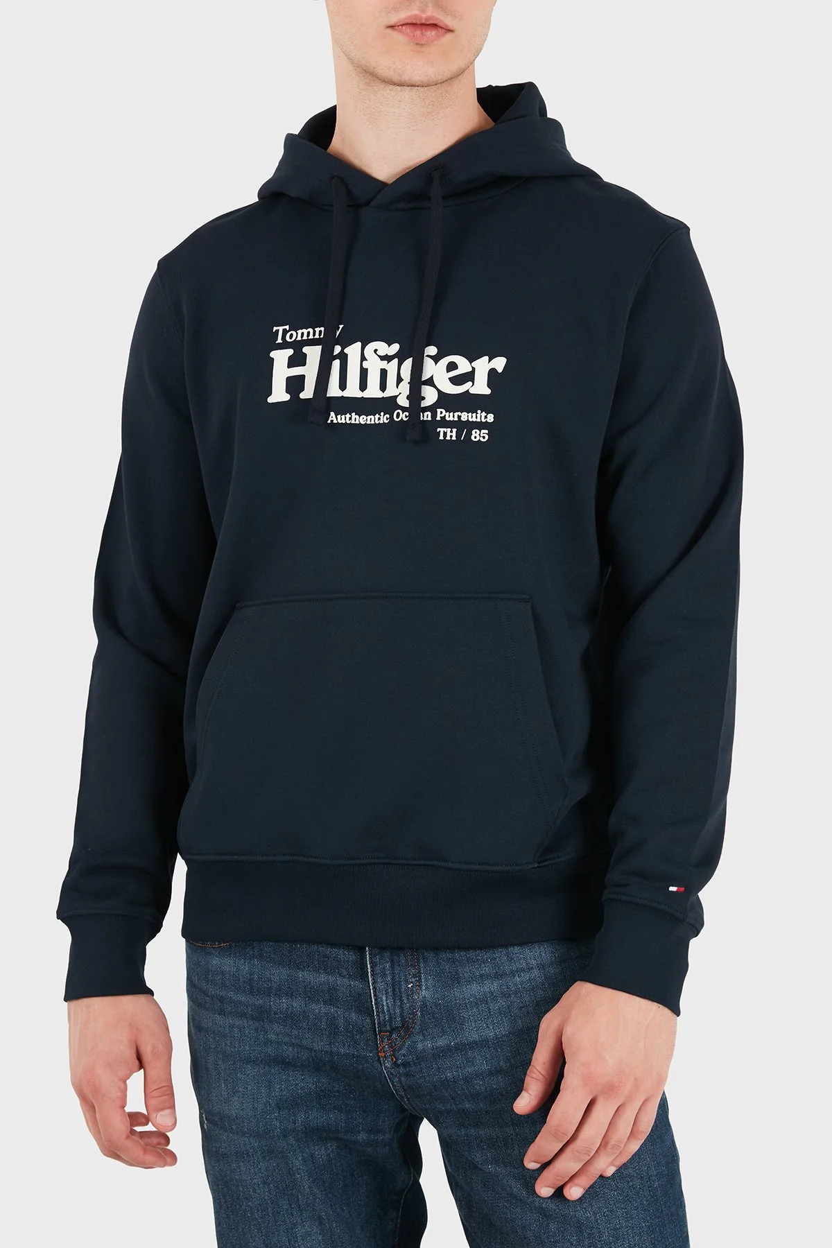 Tommy Hilfiger % 100 Pamuk Regular Fit Kapüşonlu Erkek Sweat MW0MW43223 DW5 Lacivert - 1