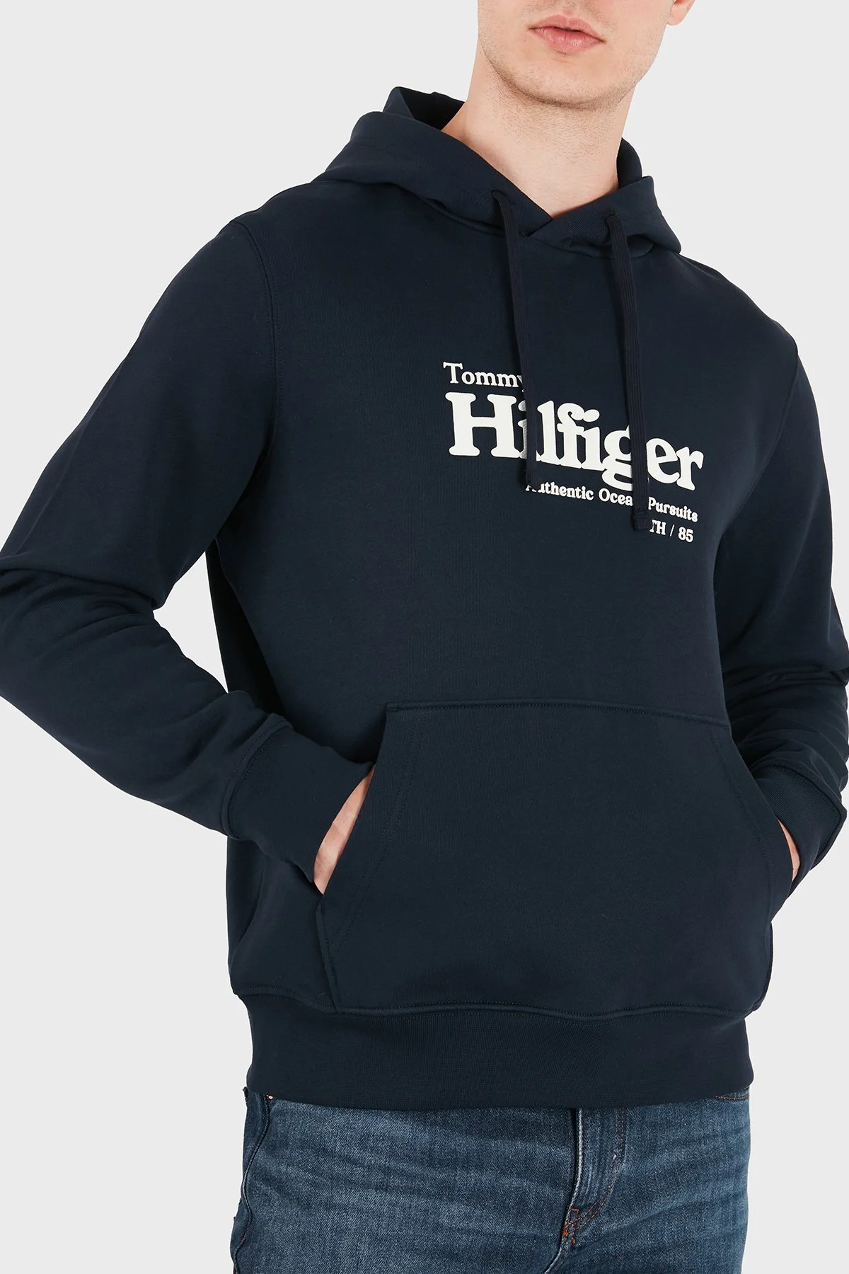 Tommy Hilfiger % 100 Pamuk Regular Fit Kapüşonlu Erkek Sweat MW0MW43223 DW5 Lacivert - 4