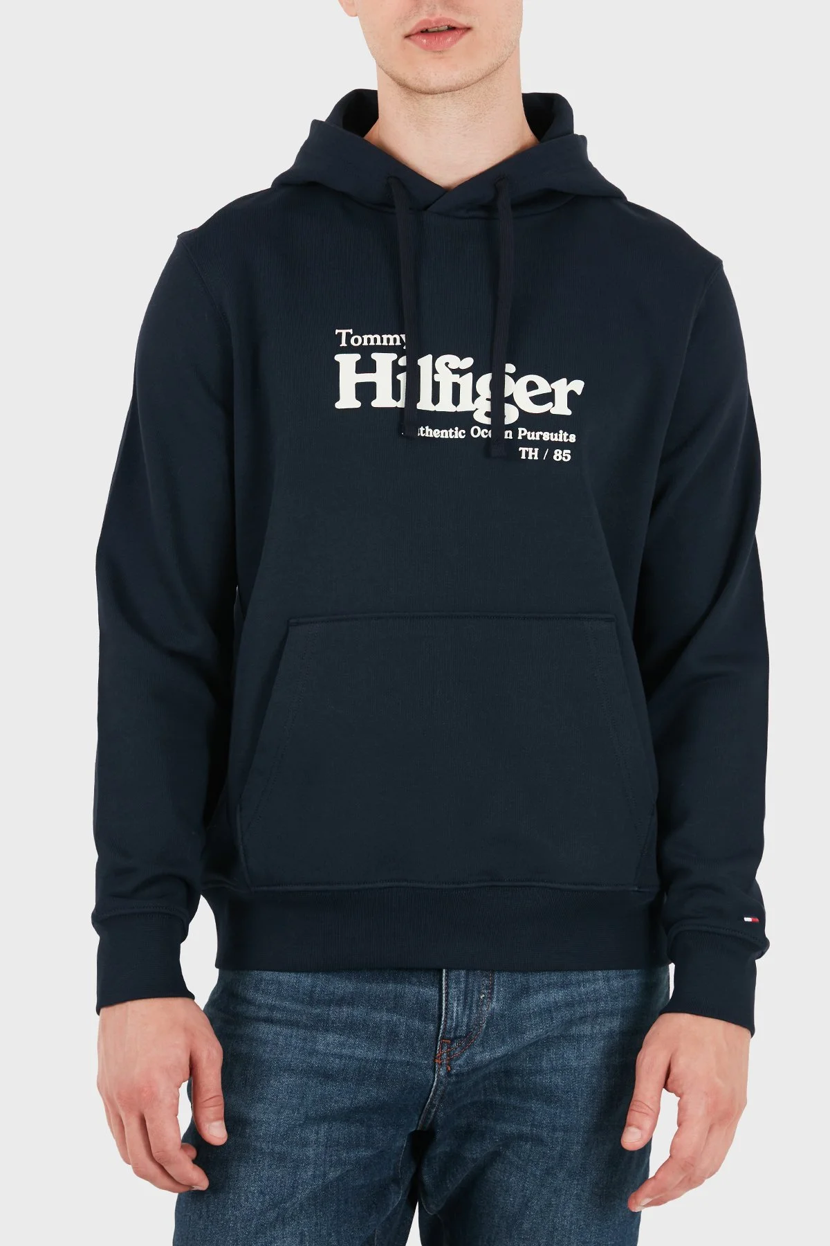 Tommy Hilfiger % 100 Pamuk Regular Fit Kapüşonlu Erkek Sweat MW0MW43223 DW5 Lacivert - 5