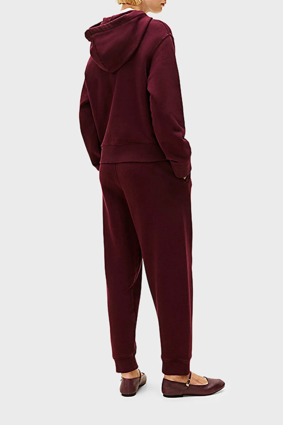 Tommy Hilfiger % 100 Pamuk Regular Fit Kapüşonlu Yaka Logolu Bayan Sweat WW0WW46127 XIH BORDO - 3