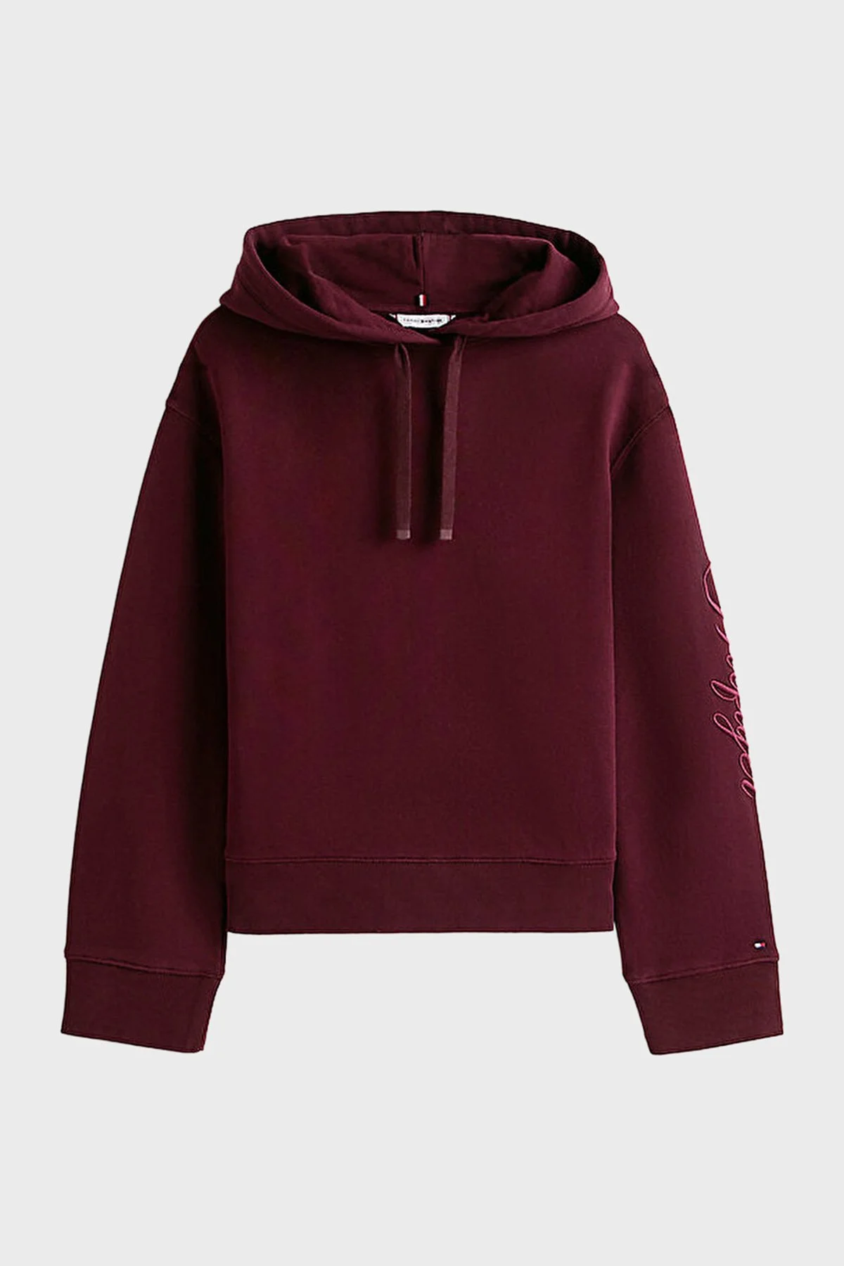 Tommy Hilfiger % 100 Pamuk Regular Fit Kapüşonlu Yaka Logolu Bayan Sweat WW0WW46127 XIH BORDO - 5