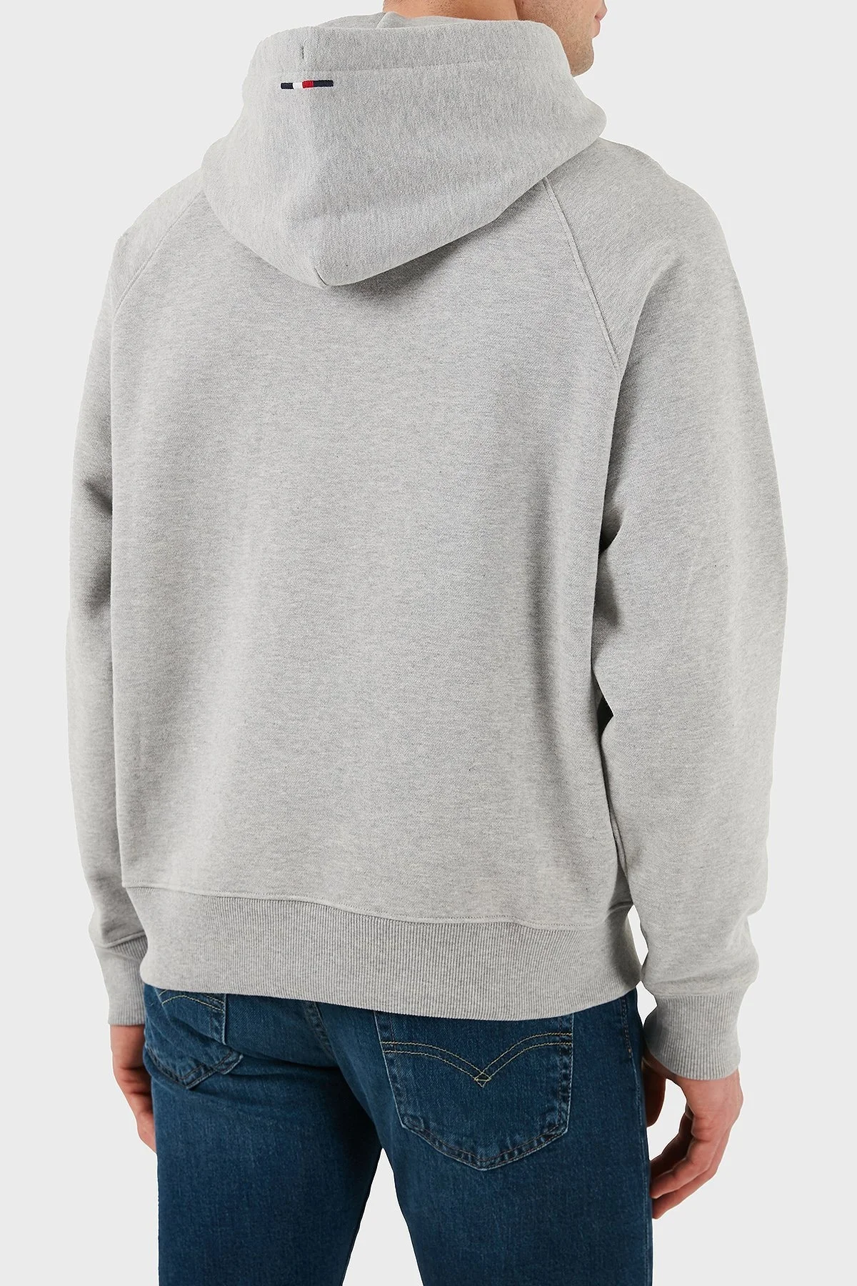Tommy Hilfiger % 100 Pamuk Regular Fit Kapüşonlu Yaka Logolu Erkek Sweat DM0DM21259 P01 GRİ - 3