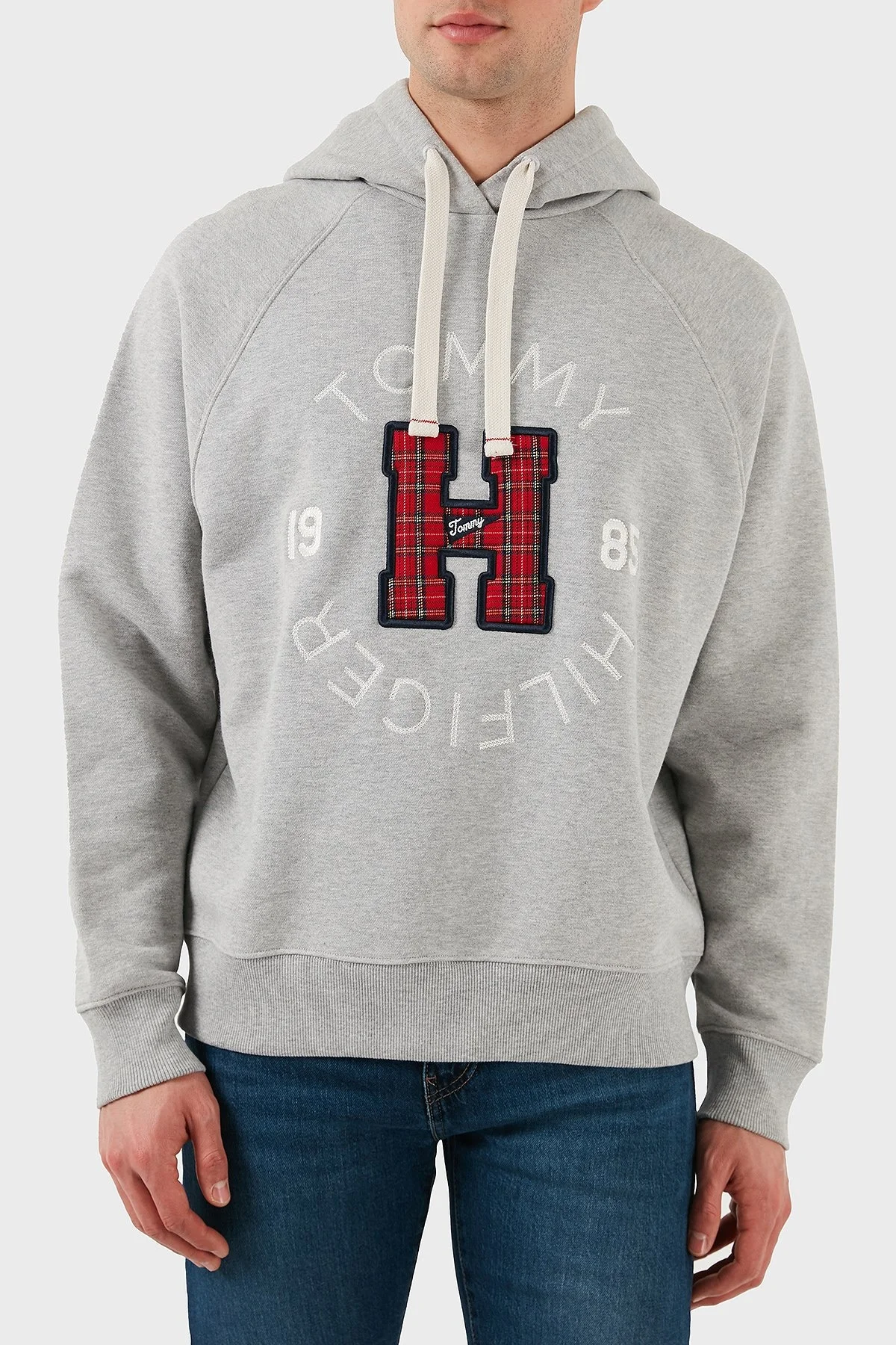 Tommy Hilfiger % 100 Pamuk Regular Fit Kapüşonlu Yaka Logolu Erkek Sweat DM0DM21259 P01 GRİ - 4