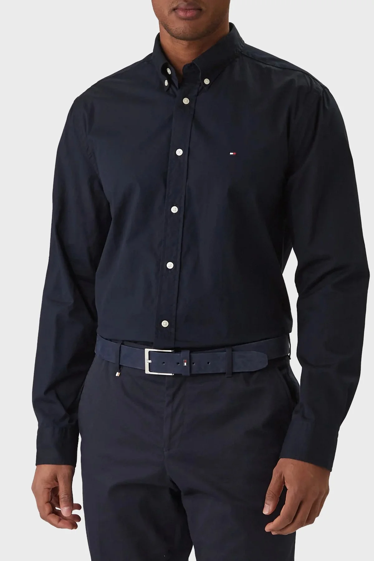 Tommy Hilfiger % 100 Pamuk Regular Fit Logolu Erkek Gömlek MW0MW39988 DW5 LACİVERT - 1