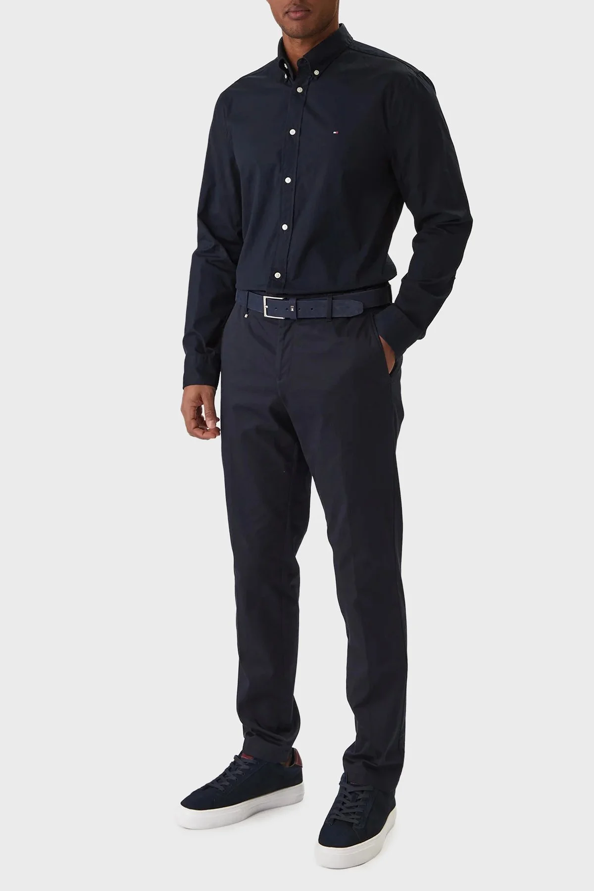 Tommy Hilfiger % 100 Pamuk Regular Fit Logolu Erkek Gömlek MW0MW39988 DW5 LACİVERT - 2