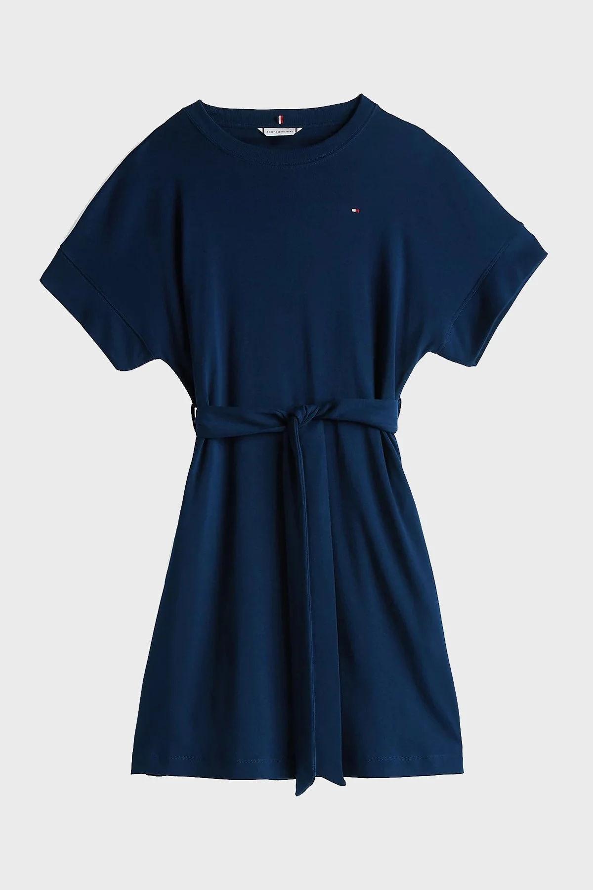 Tommy Hilfiger % 100 Pamuk Regular Fit Mini Boy Yuvarlak Yaka Bayan Elbise WW0WW45520 C1G LACİVERT - 10