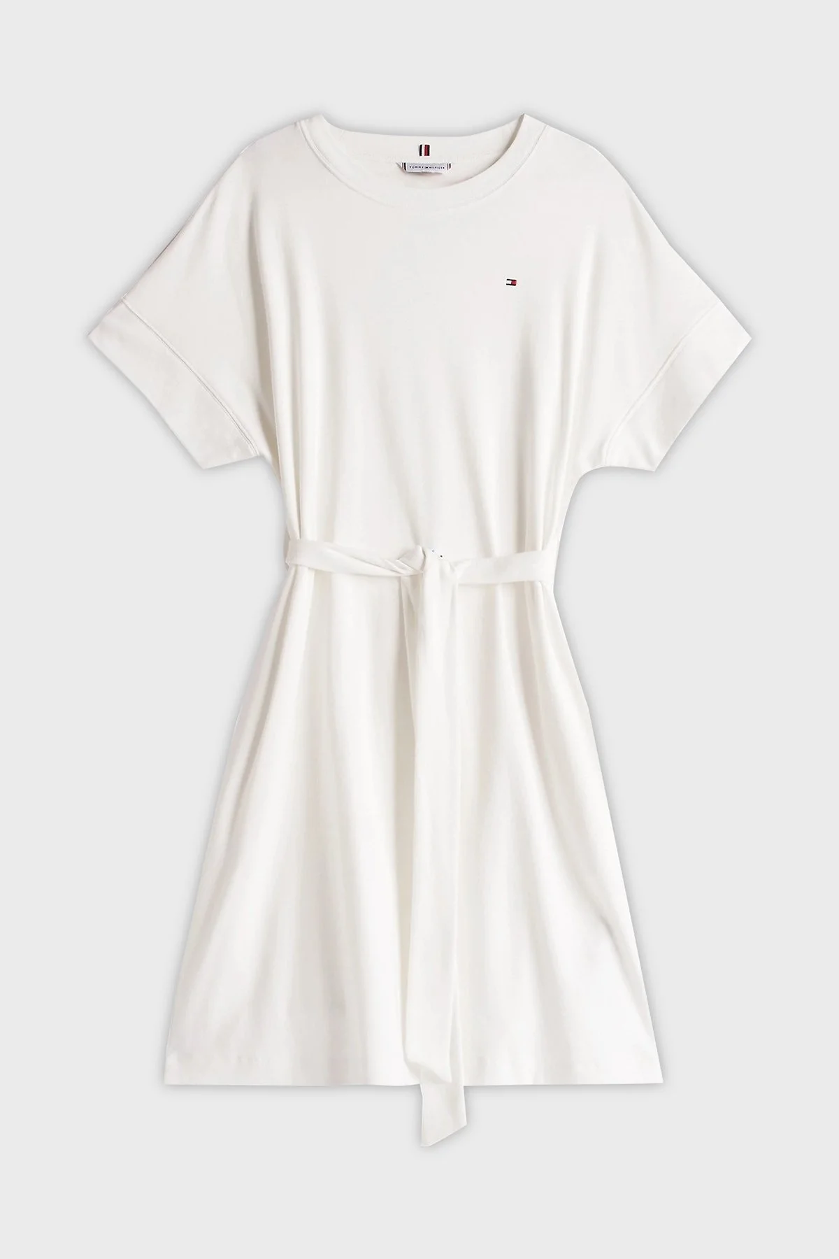 Tommy Hilfiger % 100 Pamuk Regular Fit Mini Boy Yuvarlak Yaka Bayan Elbise WW0WW45520 YBL BEYAZ - 10