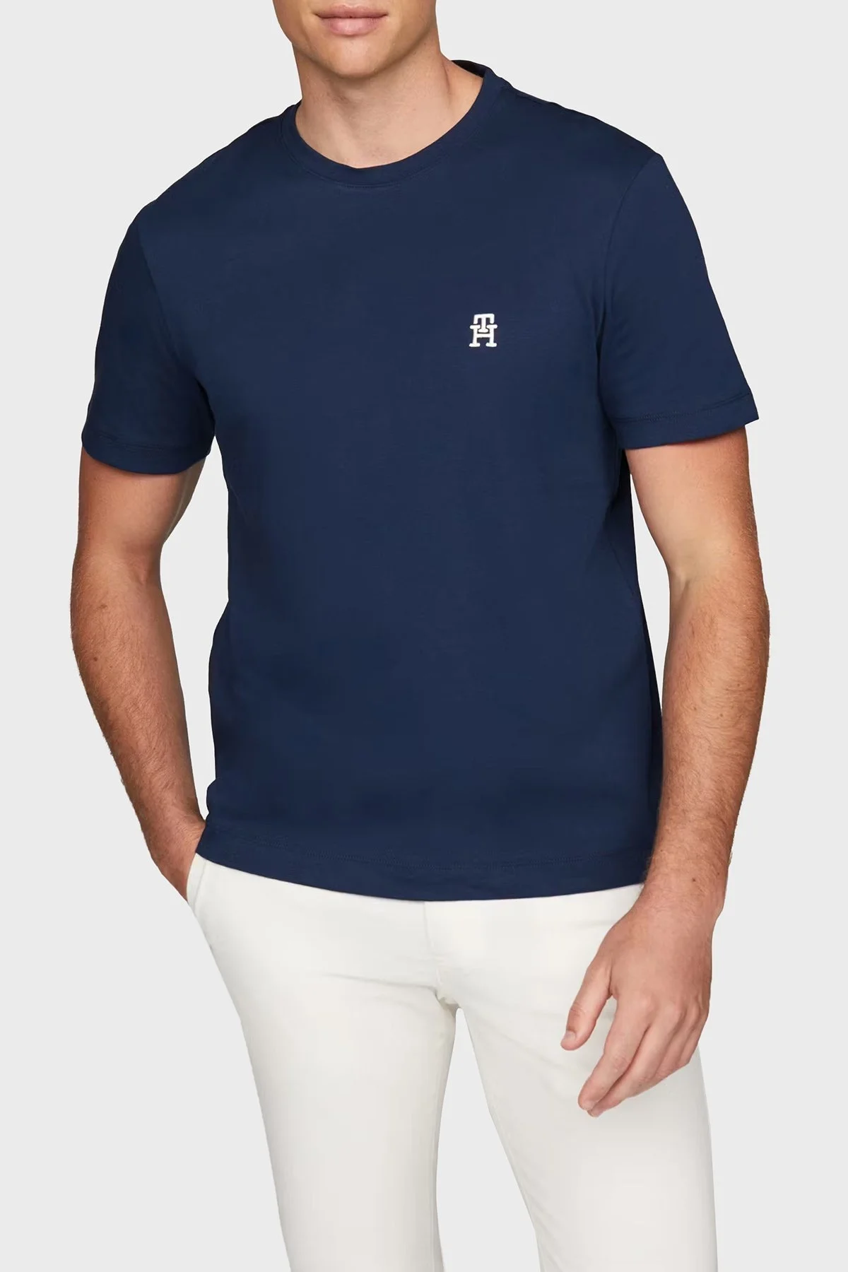 Tommy Hilfiger % 100 Pamuk Regular Fit Monogram Logolu Erkek T Shirt MW0MW37510 DAF LACİVERT - 6
