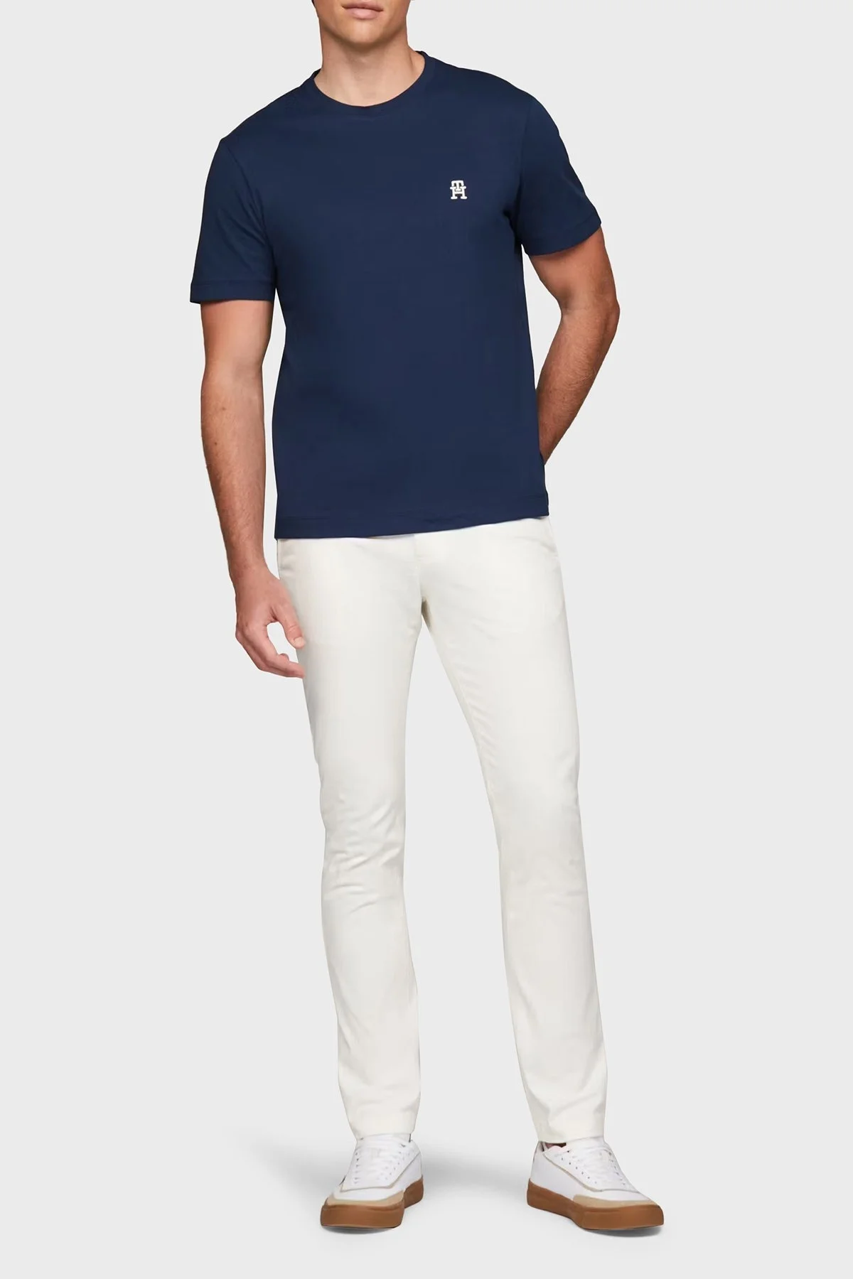 Tommy Hilfiger % 100 Pamuk Regular Fit Monogram Logolu Erkek T Shirt MW0MW37510 DAF LACİVERT - 7