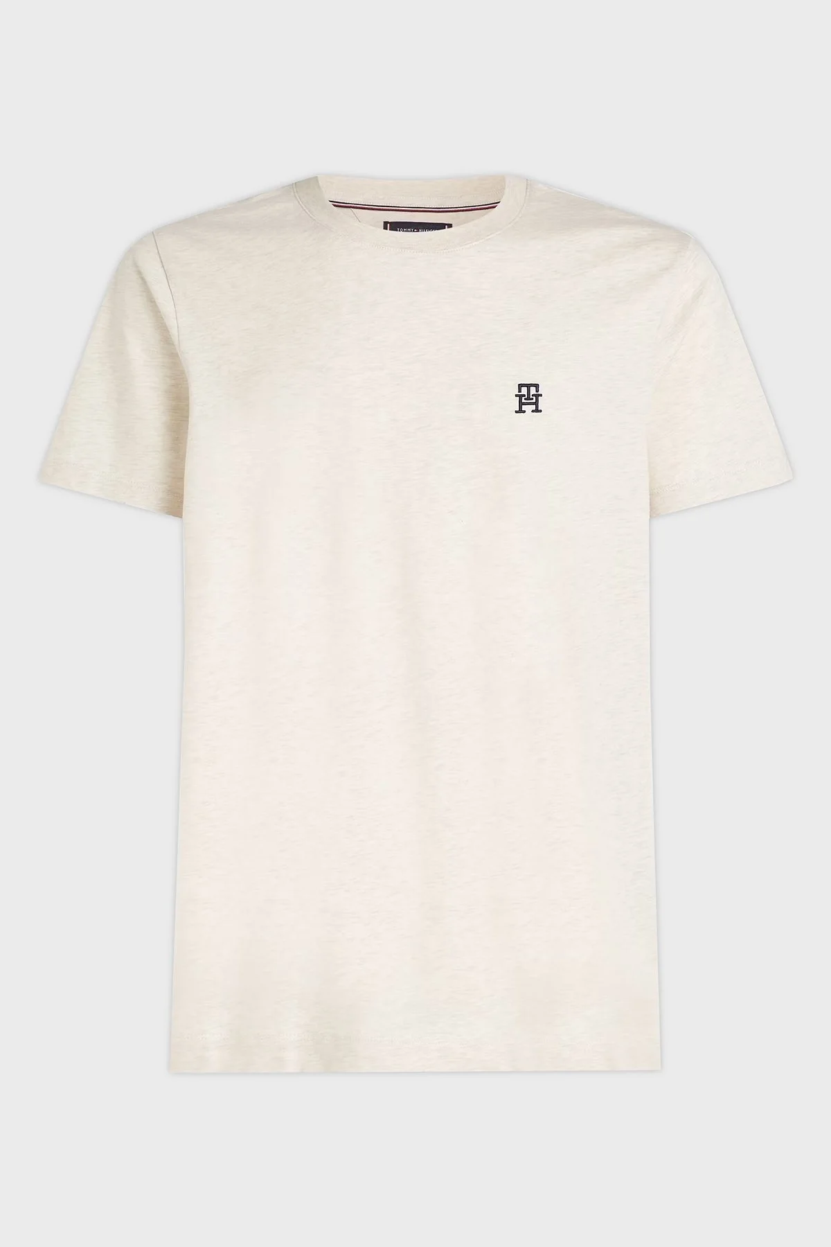 Tommy Hilfiger % 100 Pamuk Regular Fit Monogram Logolu Erkek T Shirt MW0MW37510 HGF BEJ - 8