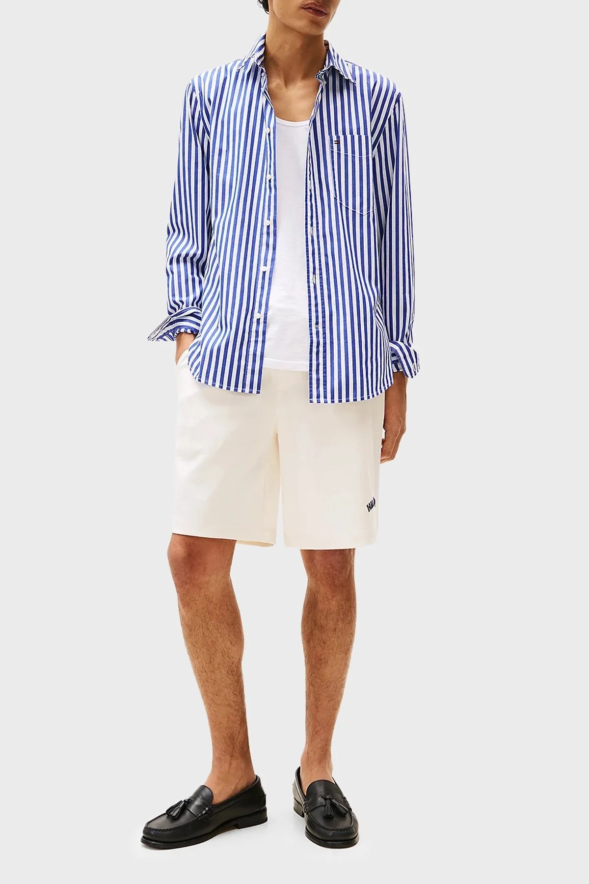 Tommy Hilfiger % 100 Pamuk Regular Fit Uzun Kollu Çizgili Erkek Gömlek MW0MW39451 0A4 BEYAZ-MAVİ - 2