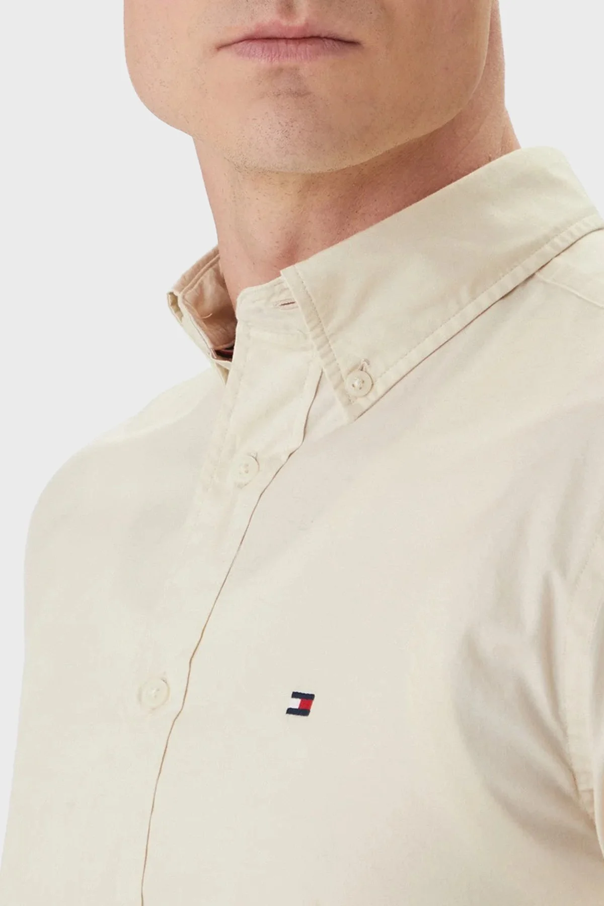 Tommy Hilfiger % 100 Pamuk Regular Fit Uzun Kollu Erkek Gömlek MW0MW37550 ACJ BEJ - 4