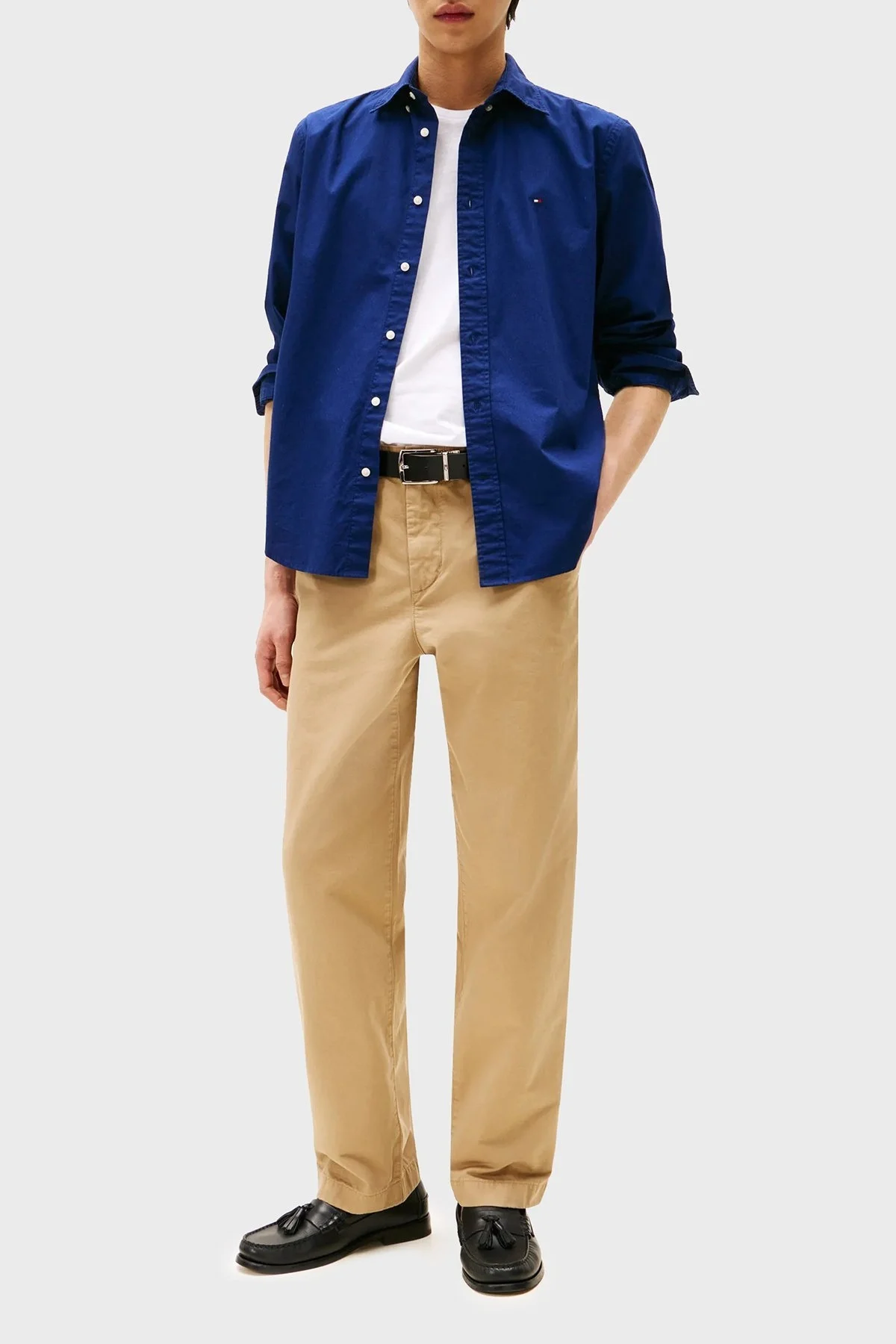 Tommy Hilfiger % 100 Pamuk Regular Fit Uzun Kollu Erkek Gömlek MW0MW37550 C7G MAVİ - 2