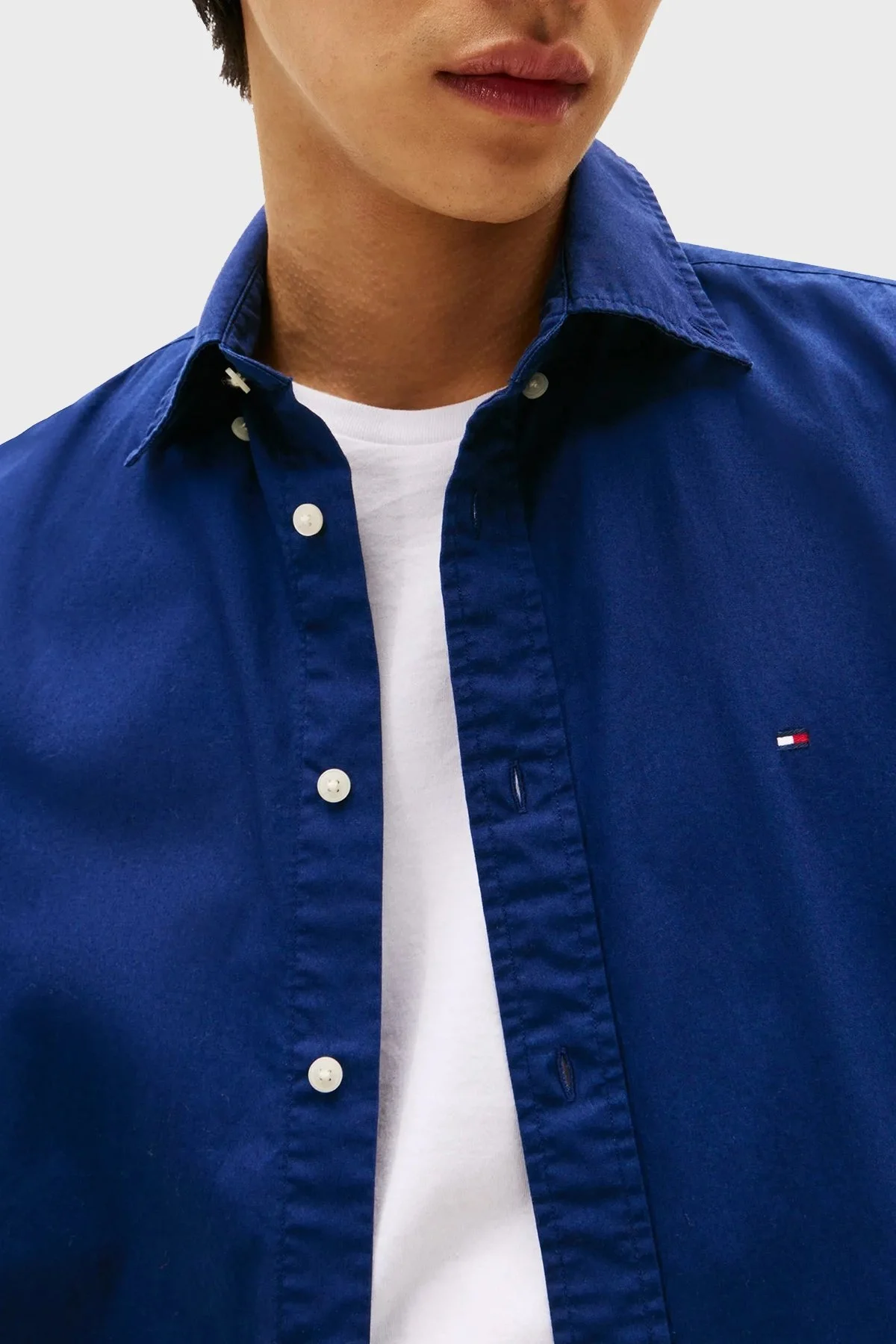 Tommy Hilfiger % 100 Pamuk Regular Fit Uzun Kollu Erkek Gömlek MW0MW37550 C7G MAVİ - 4