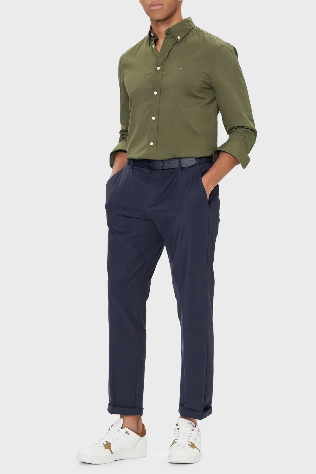 Tommy Hilfiger % 100 Pamuk Regular Fit Uzun Kollu Erkek Gömlek MW0MW37550 MSX YEŞİL - 2