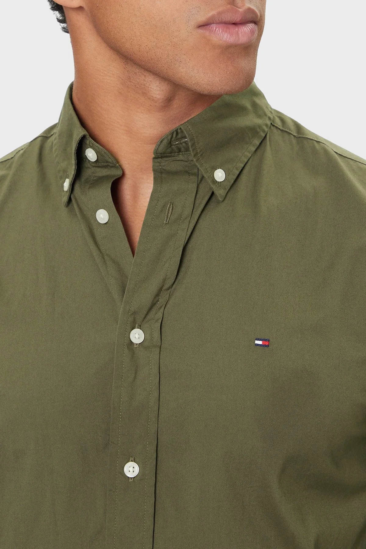 Tommy Hilfiger % 100 Pamuk Regular Fit Uzun Kollu Erkek Gömlek MW0MW37550 MSX YEŞİL - 4