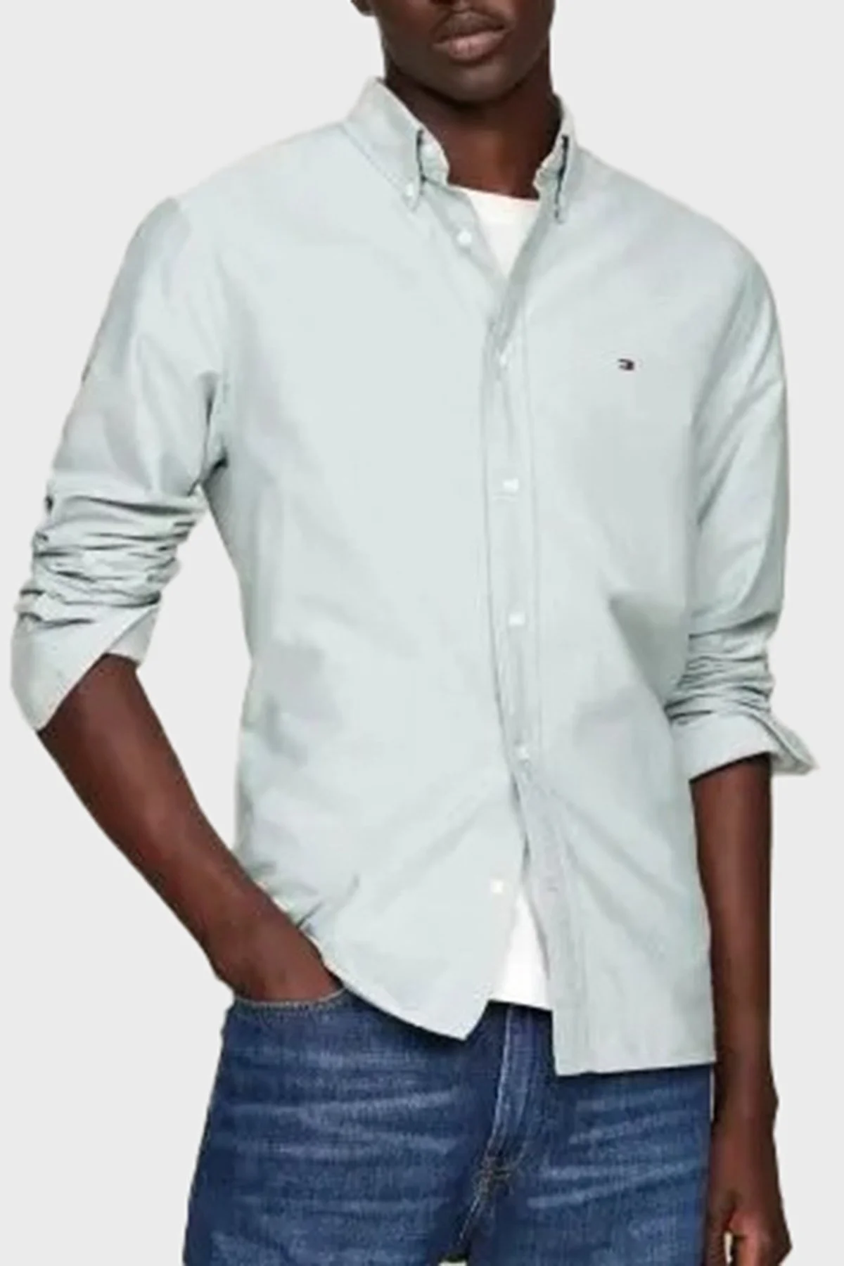 Tommy Hilfiger % 100 Pamuk Regular Fit Uzun Kollu Logolu Erkek Gömlek MW0MW35774 L6K YEŞİL - 1