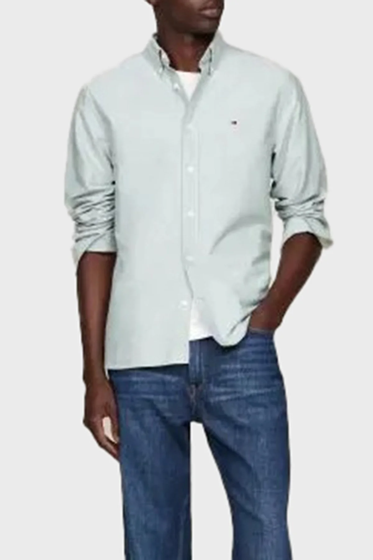 Tommy Hilfiger % 100 Pamuk Regular Fit Uzun Kollu Logolu Erkek Gömlek MW0MW35774 L6K YEŞİL - 2