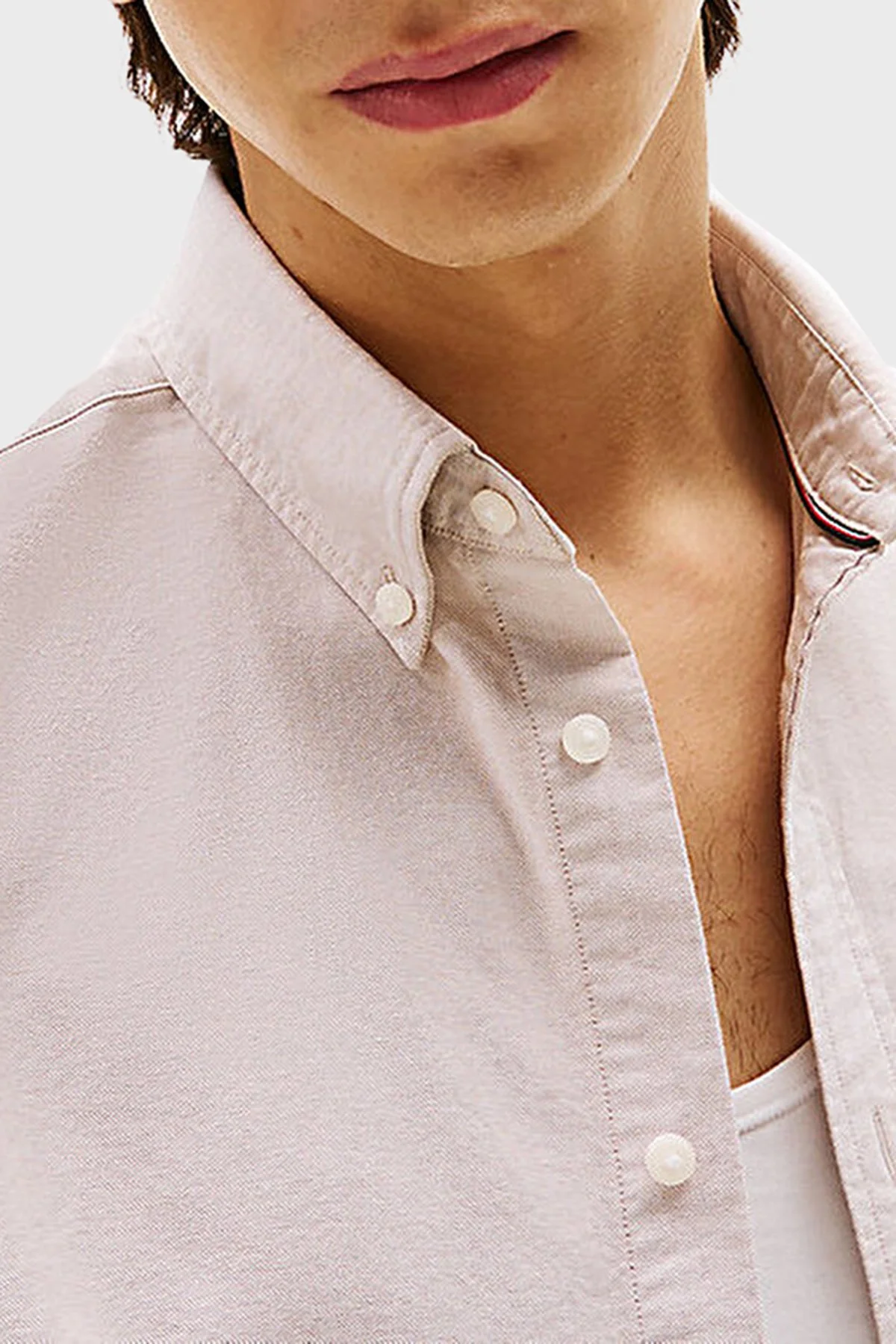 Tommy Hilfiger % 100 Pamuk Regular Fit Uzun Kollu Logolu Erkek Gömlek MW0MW35774 RBC BEJ - 9