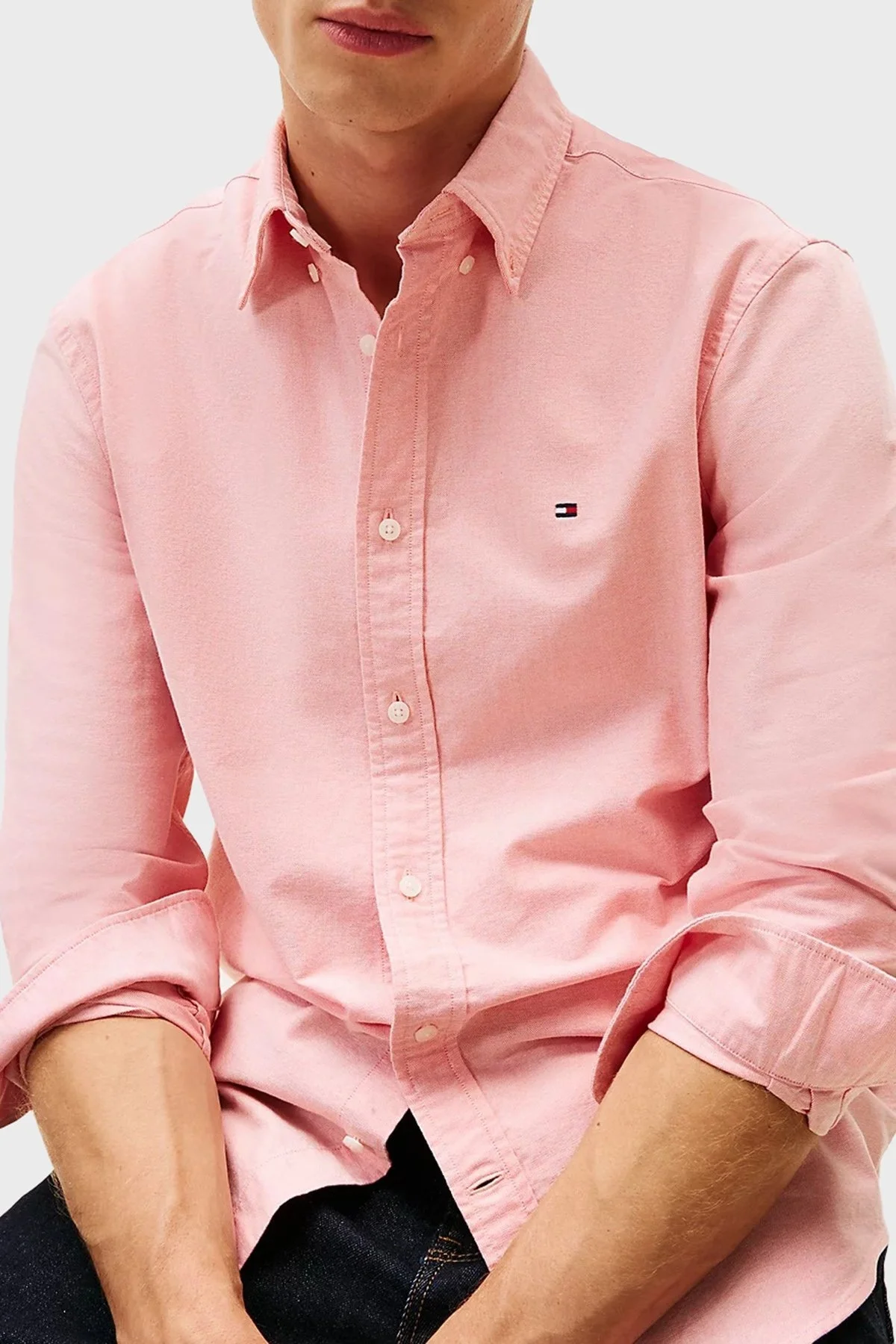 Tommy Hilfiger % 100 Pamuk Regular Fit Uzun Kollu Logolu Erkek Gömlek MW0MW35774 SCX ORANGE - 4