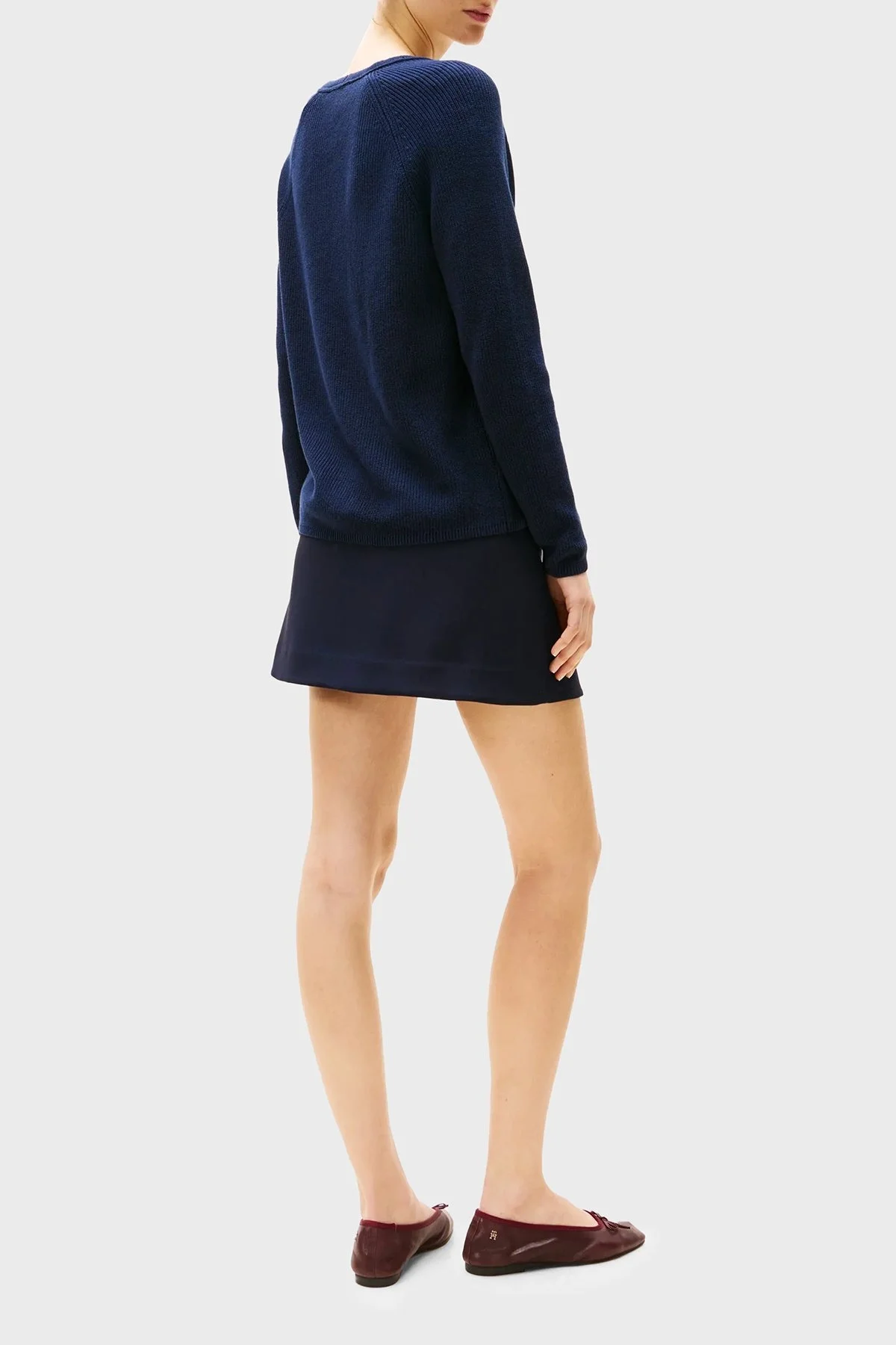 Tommy Hilfiger % 100 Pamuk Regular Fit V Yaka Bayan Kazak WW0WW44452 C1G LACİVERT - 7