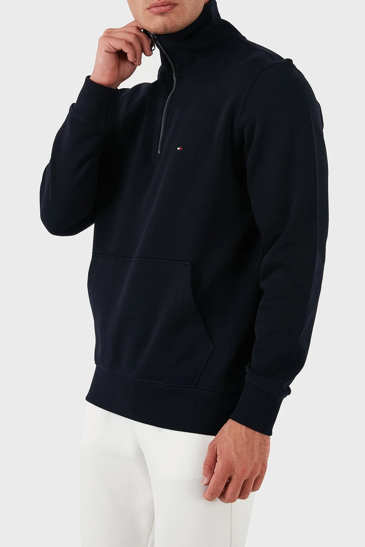 Tommy Hilfiger % 100 Pamuk Regular Fit Yarım Fermuarlı Dik Yaka Erkek Sweat MW0MW37238 DW5 LACİVERT - 10