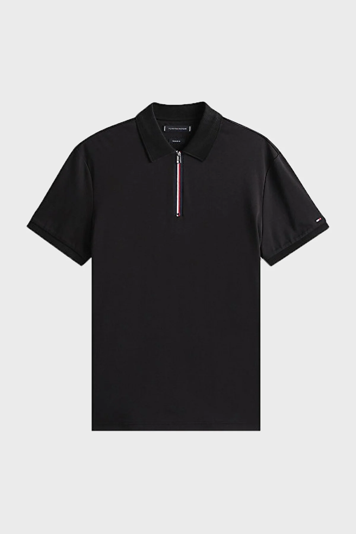 Tommy Hilfiger % 100 Pamuk Regular Fit Yarım Fermuarlı Erkek Polo Yaka T Shirt MW0MW39552 BDS SİYAH - 5