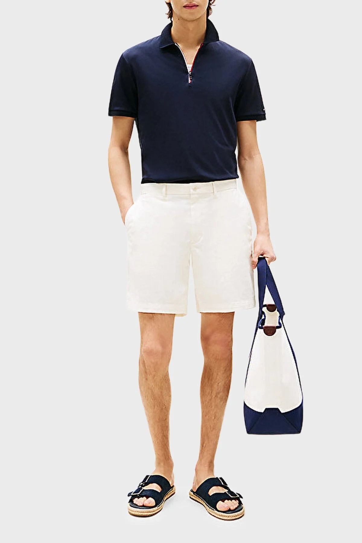 Tommy Hilfiger % 100 Pamuk Regular Fit Yarım Fermuarlı Erkek Polo Yaka T Shirt MW0MW39552 DW5 LACİVERT - 2