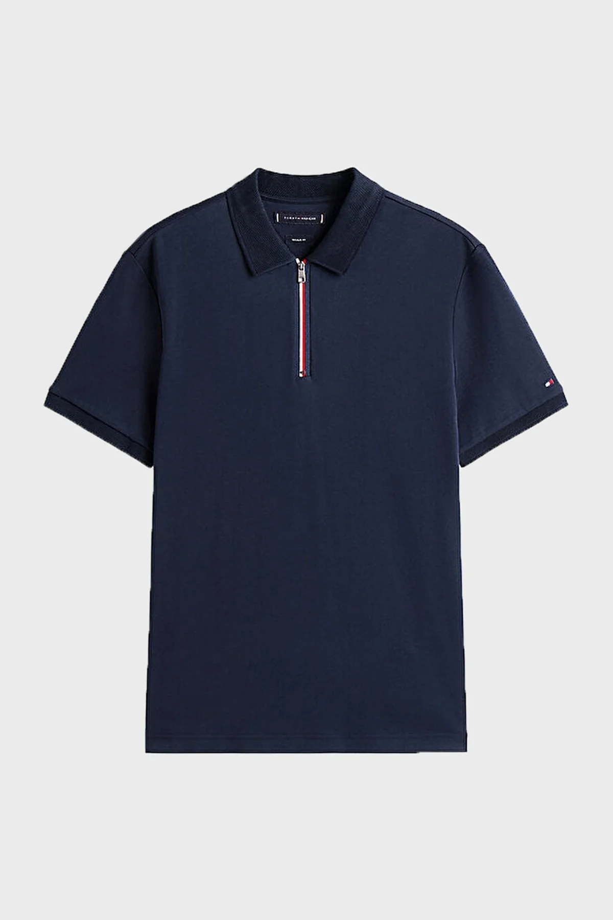 Tommy Hilfiger % 100 Pamuk Regular Fit Yarım Fermuarlı Erkek Polo Yaka T Shirt MW0MW39552 DW5 LACİVERT - 5